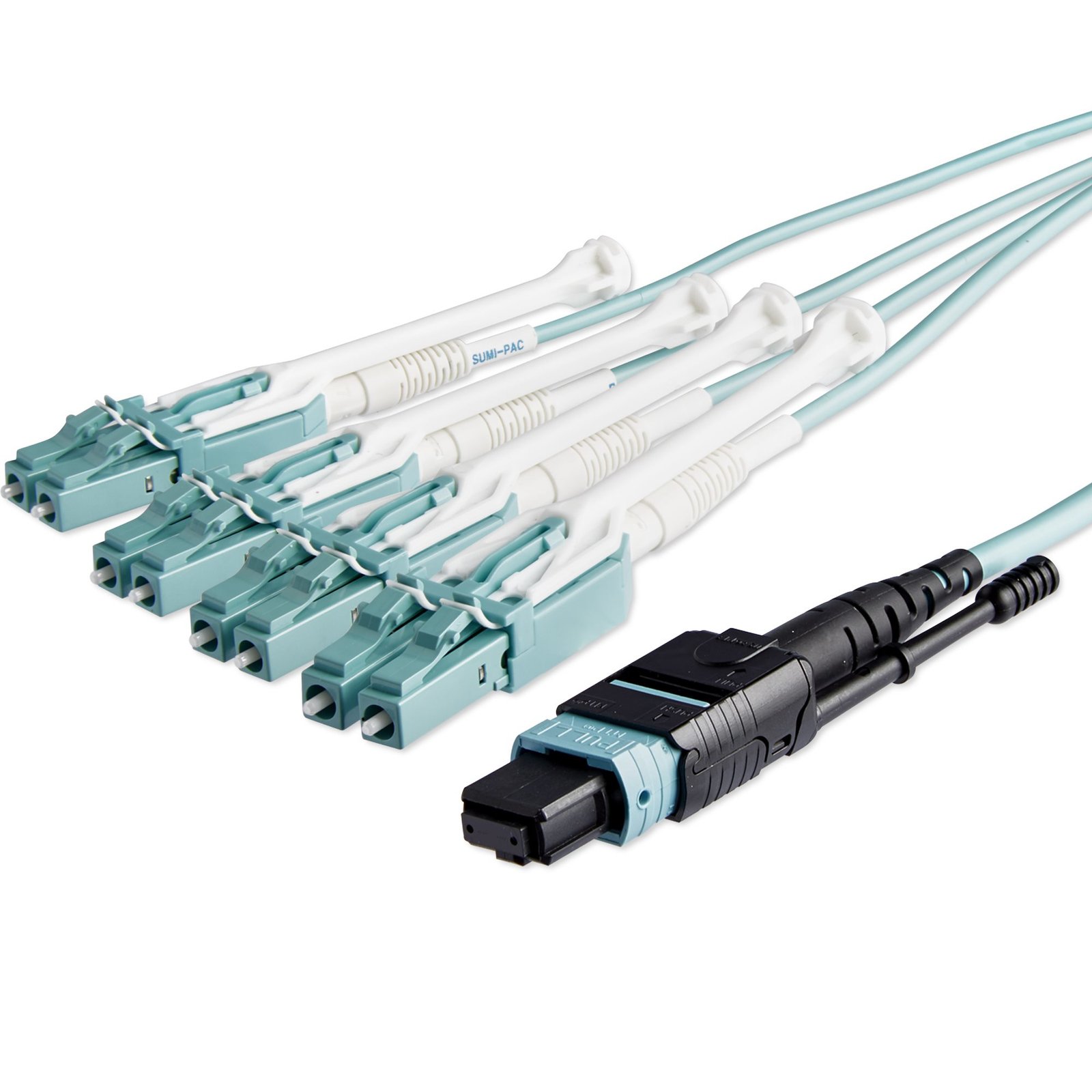 StarTech.com 10m (30ft) MTP(F)/PC to 4x LC/PC Duplex Breakout OM3 Multimode Fiber Optic Cable, OFNP STA-MPO8LCPL10M