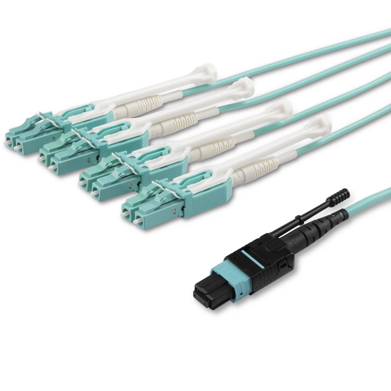 StarTech.com 2m (6ft) MTP(F)/PC to 4x LC/PC Duplex Breakout OM3 Multimode Fiber Optic Cable, OFNP STA-MPO8LCPL2M