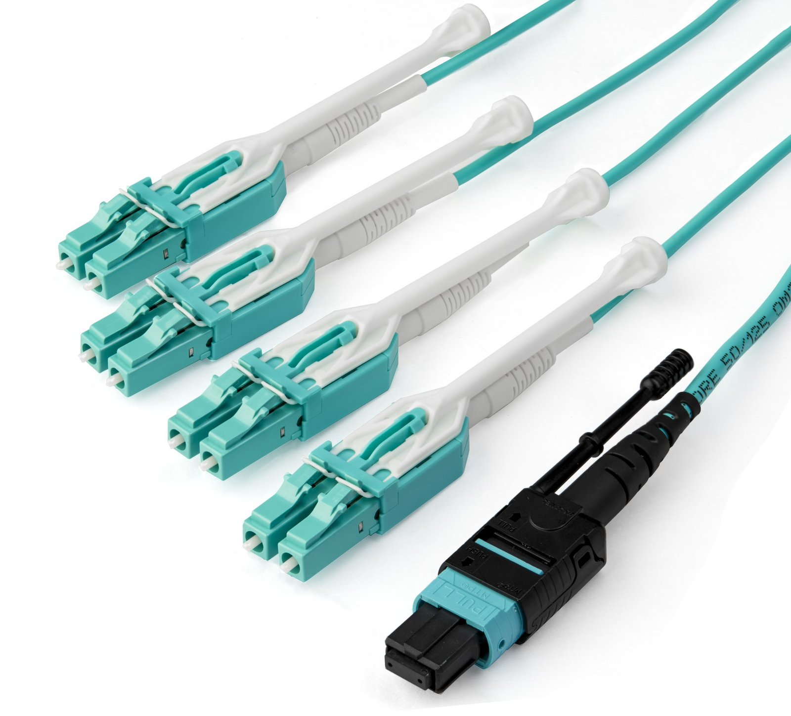 StarTech.com 3m (10ft) MTP(F)/PC to 4x LC/PC Duplex Breakout OM3 Multimode Fiber Optic Cable, OFNP STA-MPO8LCPL3M