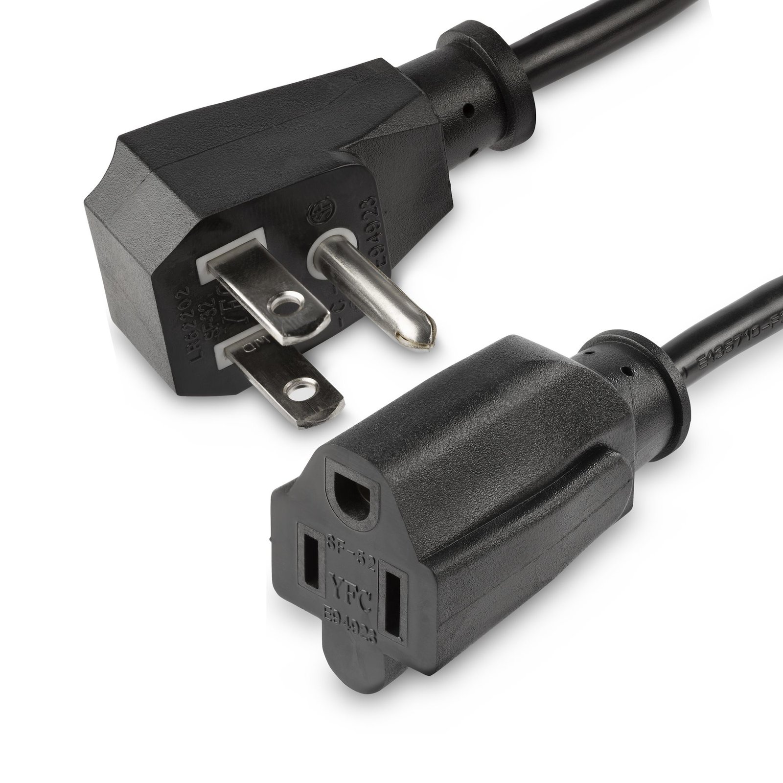 StarTech.com 1.5ft (45cm) Power Extension Cord, Flat NEMA 5-15P to 5-15R, 10A 125V, 18AWG, Black STA-PACF10118IN