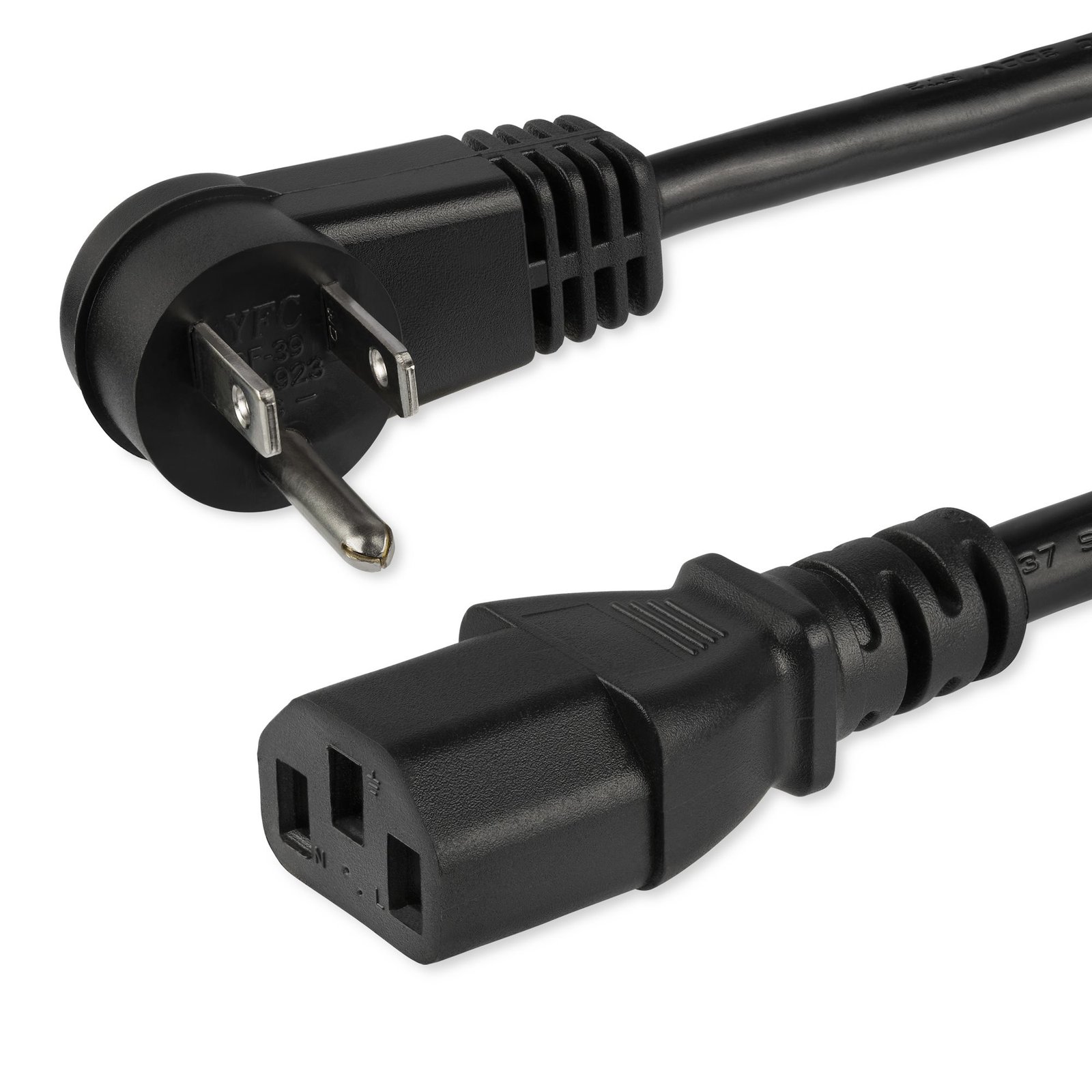 StarTech.com 10ft (3m) Computer Power Cord, Right Angle NEMA 5-15P to C13, 10A 125V, 18AWG, Black STA-PXTR10110