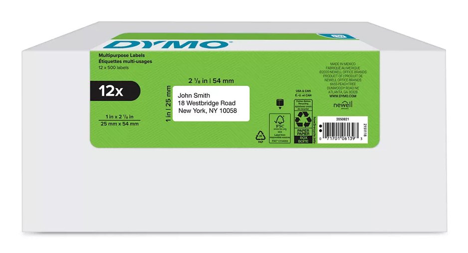 DYMO 2050821 printer label White Self-adhesive NWL-2050821