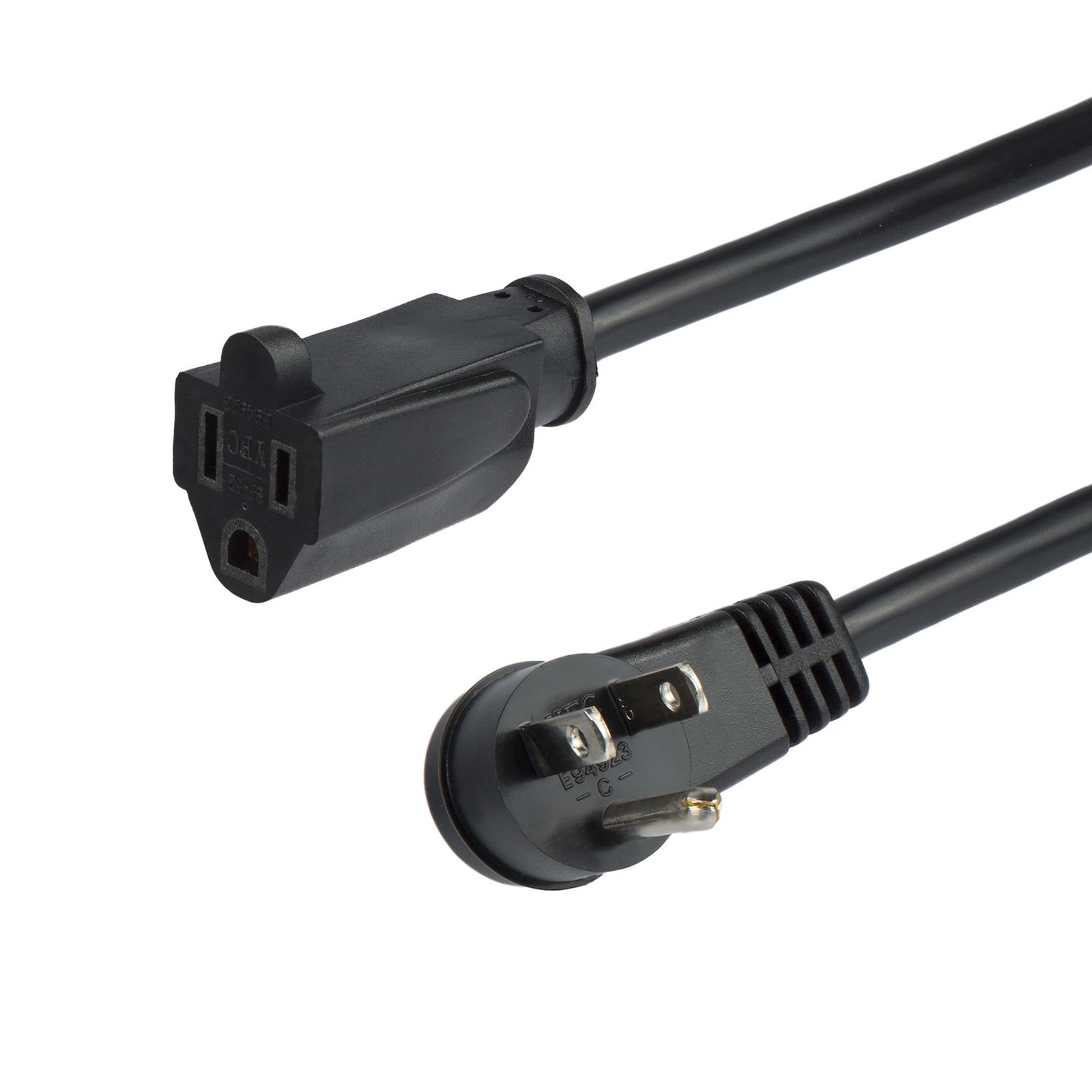 StarTech.com 3ft (1m) Power Extension Cord, Right Angle NEMA 5-15P to 5-15R, 13A 125V, 16AWG, Black STA-PAC101R3