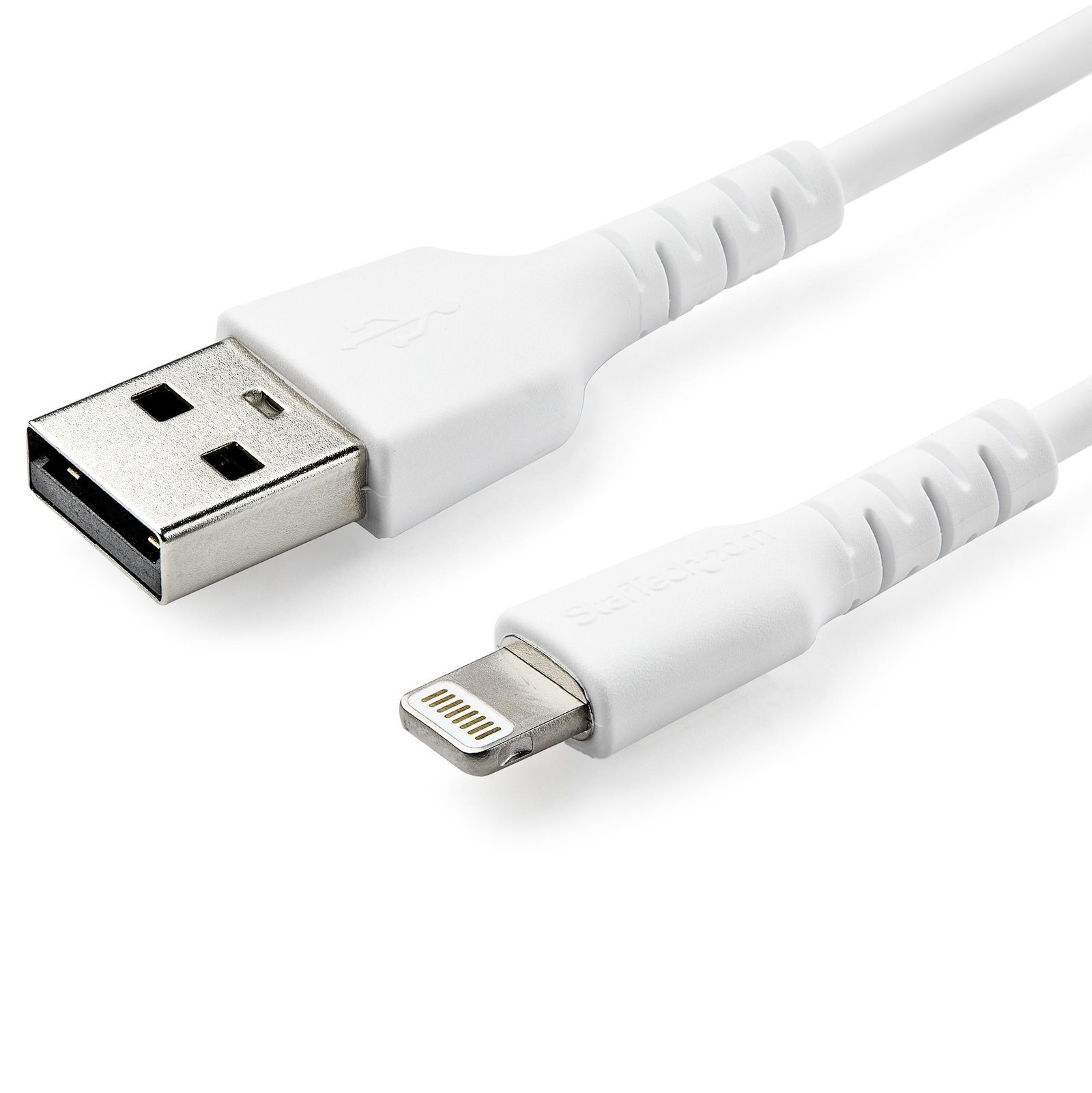 StarTech.com 3 foot (1m) Durable White USB-A to Lightning Cable - Heavy Duty Rugged Aramid Fiber STA-RUSBLTMM1M