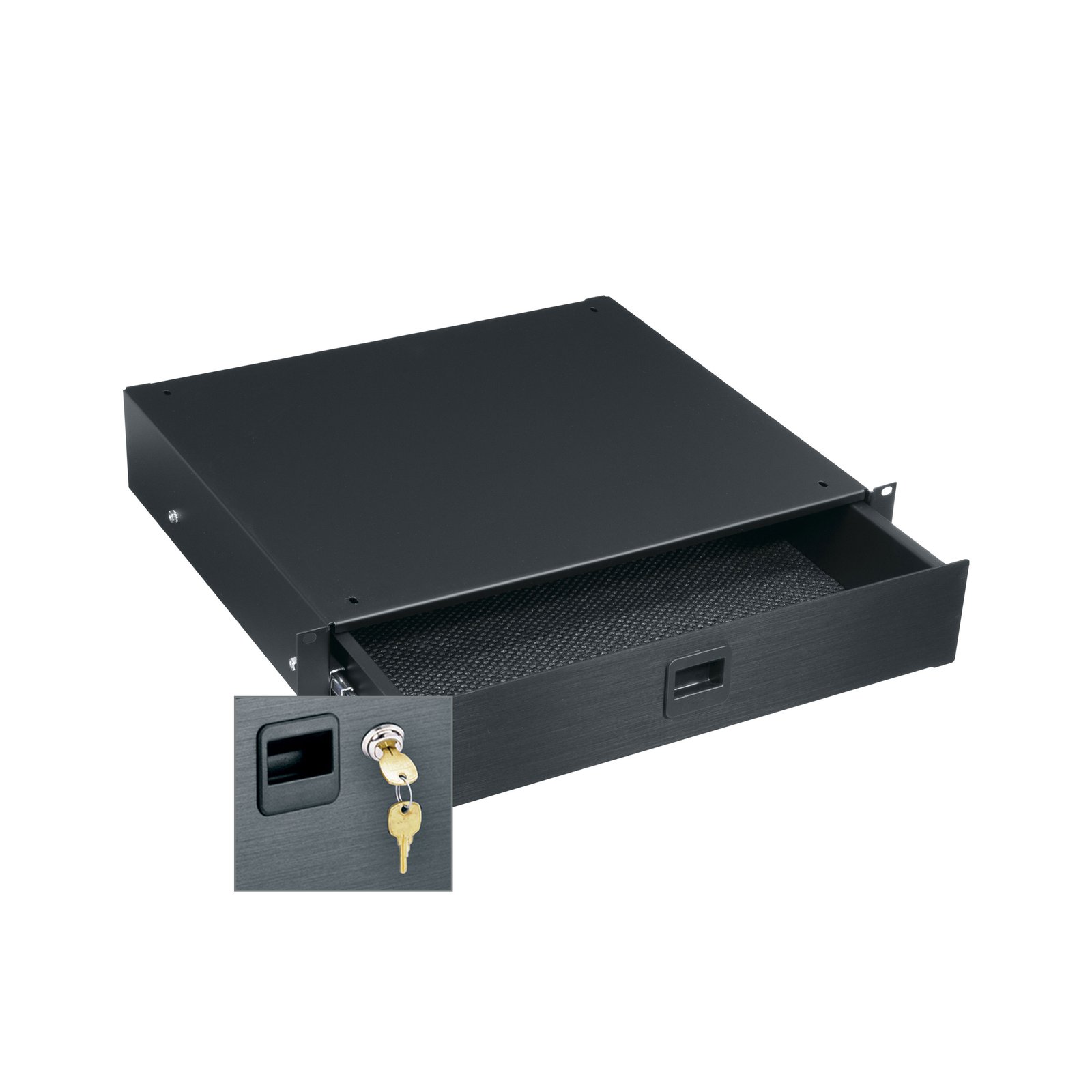 Middle Atlantic 2 RU Rackmount Drawer, Black Brushed and Anodized with Lock MAP-D2LK