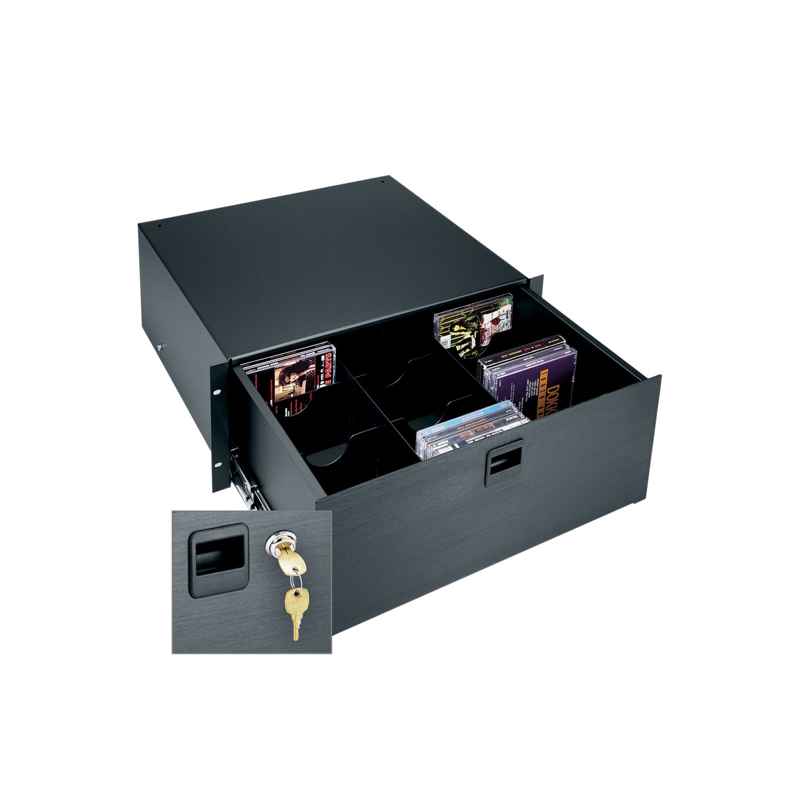 Middle Atlantic 4 RU Rackmount Drawer, Black Brushed and Anodized with Lock MAP-D4LK
