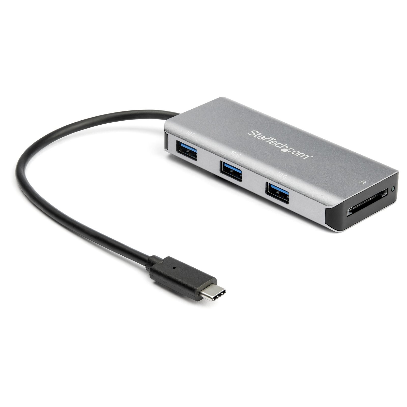 StarTech.com 3 Port 10Gbps USB C Hub with SD Card Reader - 3x USB-A & 1x Slot - Portable 3.2 Gen 2 STA-HB31C3ASDMB