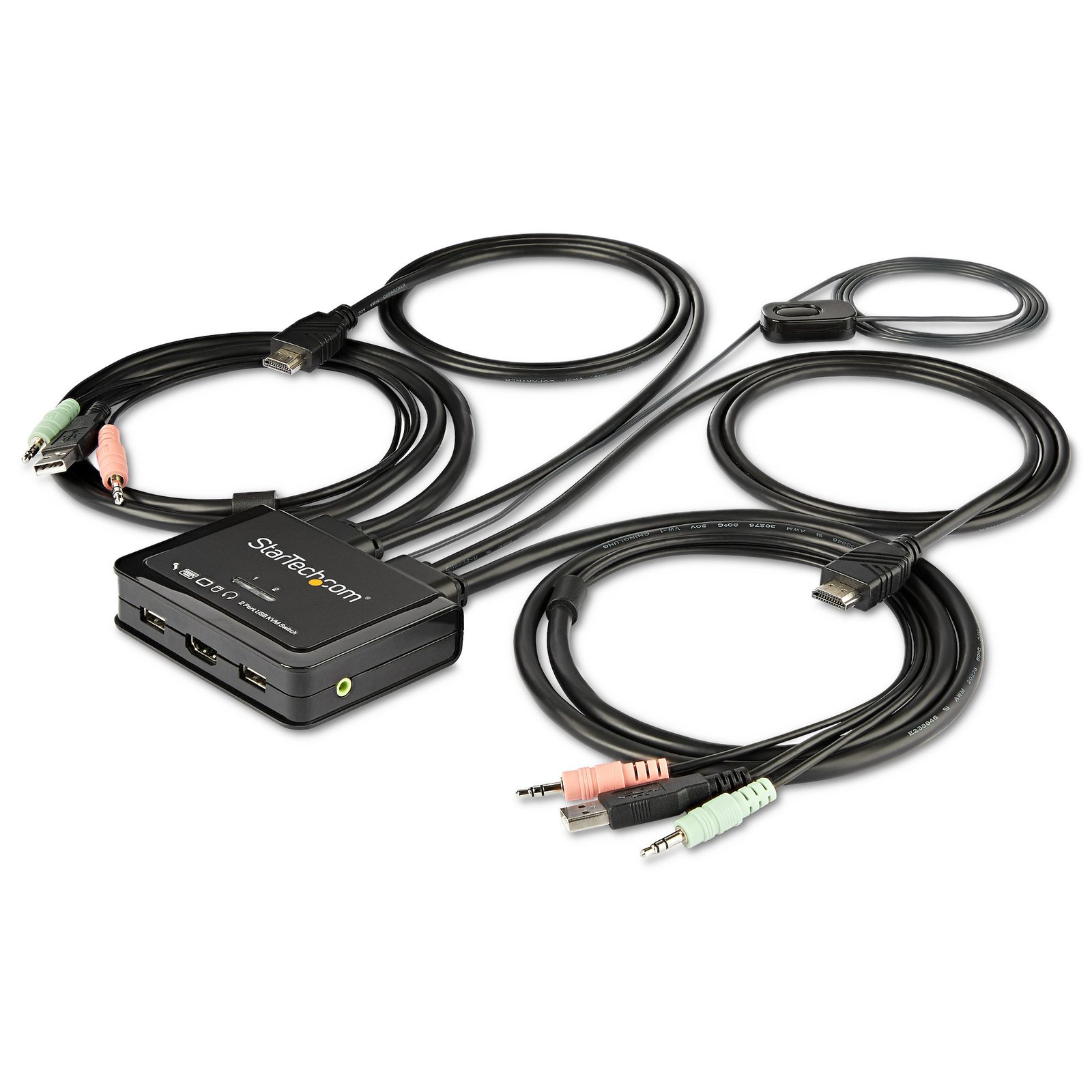 StarTech.com 2 Port HDMI KVM Switch - 4K 60Hz - Compact Dual UHD/Ultra HD USB Desktop w/Integrated STA-SV211HDUA4K