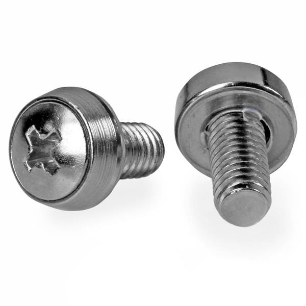 StarTech.com 50-Pack 12-24 12mm Nickel Plated Screws, Mounting for 19" or 10" Server Racks, STA-CABSCRWS1224
