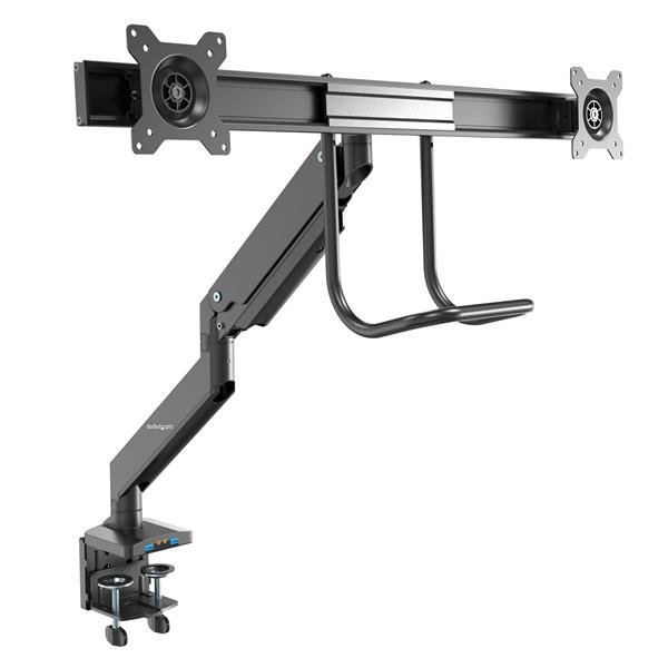 StarTech.com Desk Mount Dual Monitor Arm with USB & Audio - Slim Full Motion Adjustable VESA for up STA-ARMSLIMDUAL2USB3