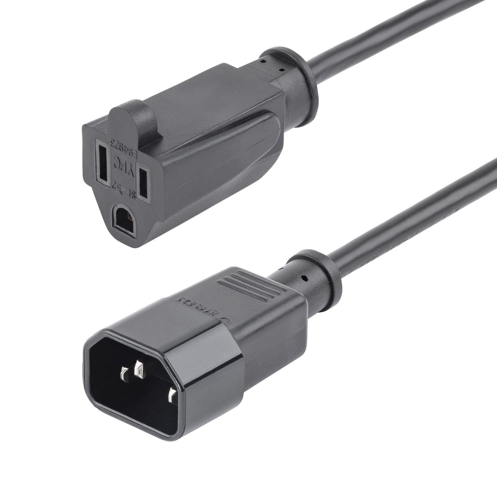 StarTech.com 1ft (30cm) Power Extension Cord, IEC 60320 C14 to NEMA 5-15R, 10A 125V, 18AWG, 10 STA-PAC10010PK
