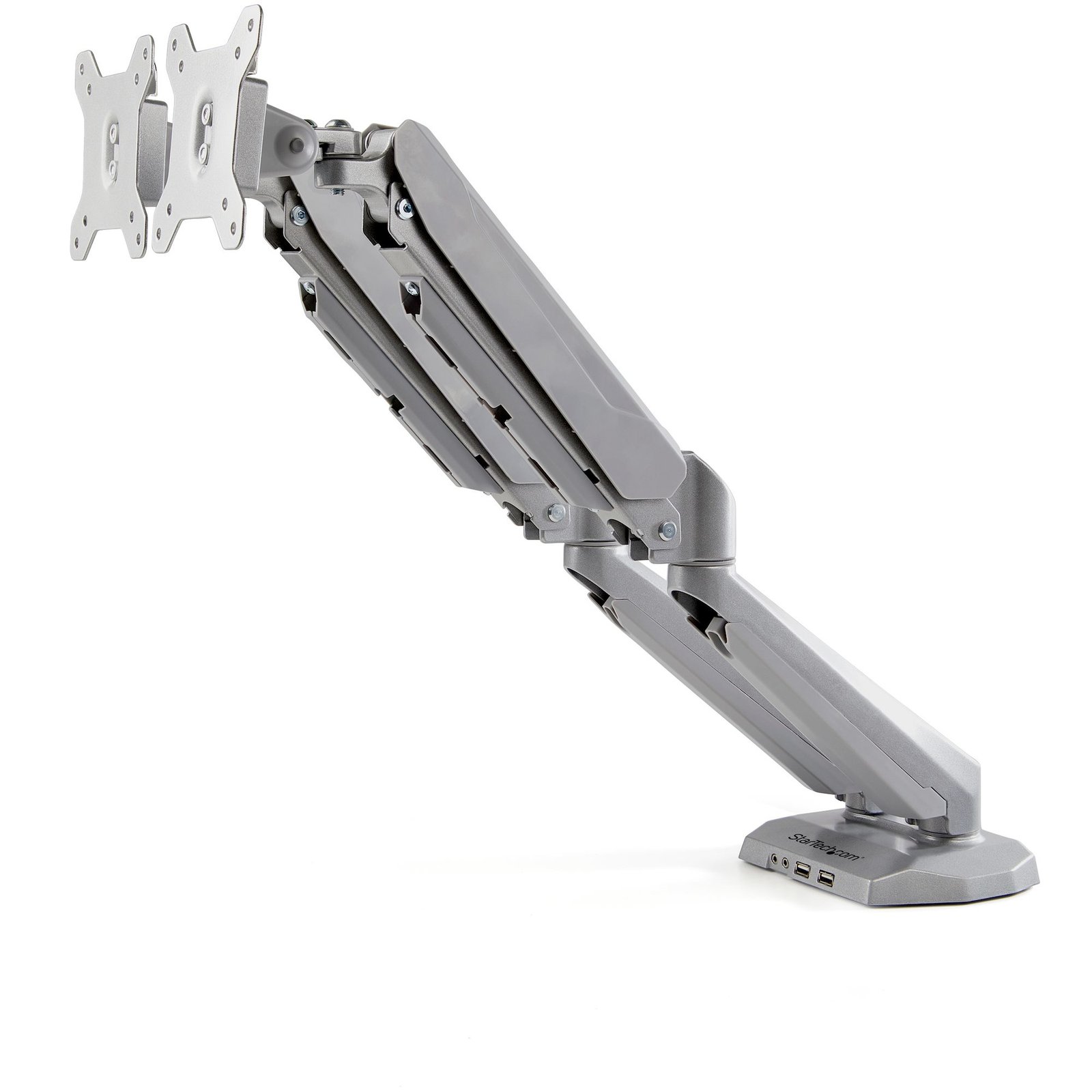 StarTech.com Desk Mount Dual Monitor Arm with USB & Audio, Clamp VESA for up to 32" (17.6lb/8kg) STA-ARMSLIMDUOS