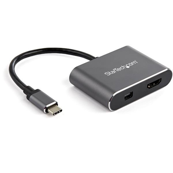 StarTech.com USB C Multiport Video Adapter - 4K 60Hz USB-C to HDMI 2.0 or Mini DisplayPort 1.2 STA-CDP2HDMDP