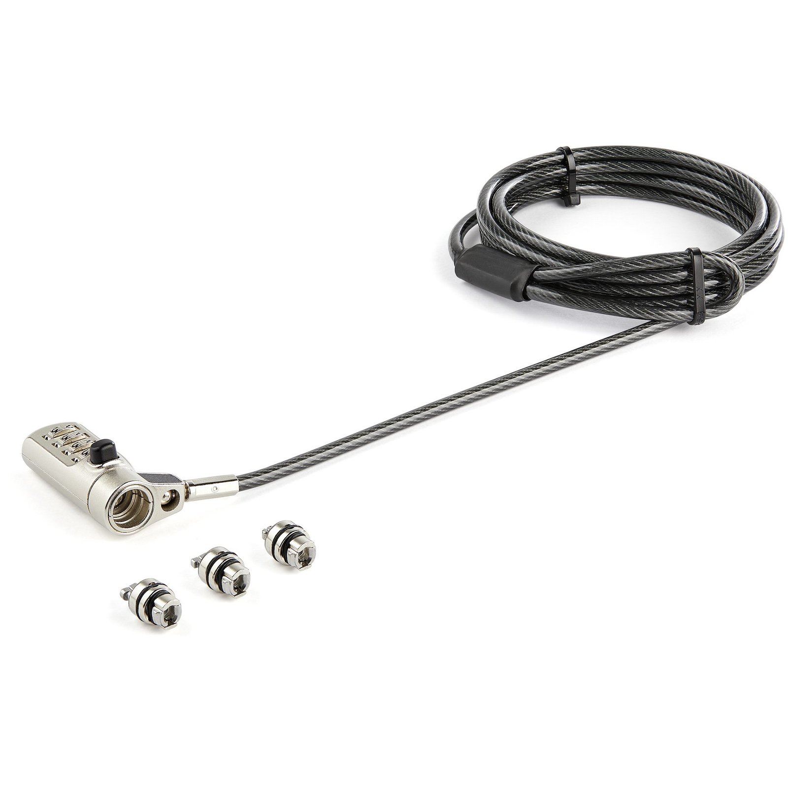 StarTech.com 6.6ft (2m) 3-in-1 Universal Laptop Cable Lock - 4-Digit Combination Laptop/Desktop STA-LTULOCK4D