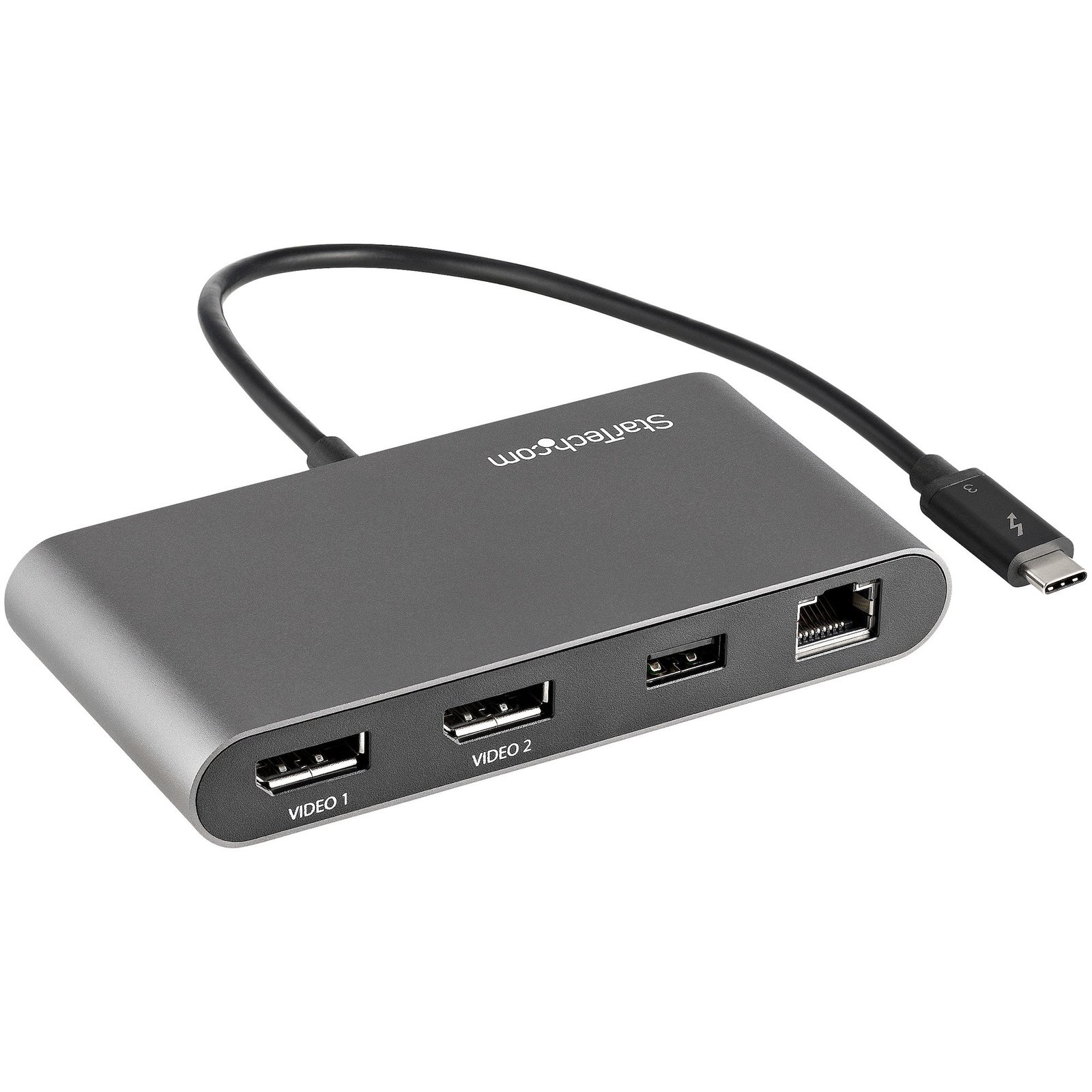 StarTech.com Dual-Monitor Thunderbolt Mini Dock, 4K 60Hz DisplayPort, Driverless Hub for Windows & STA-TB3DKM2DPL