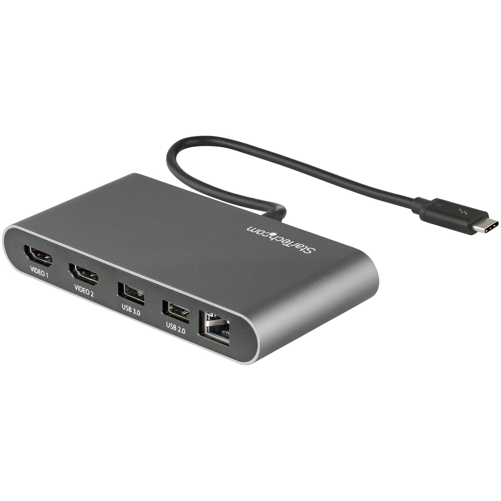 StarTech.com Dual-Monitor Thunderbolt Mini Dock, 4K 60Hz HDMI, Driverless Hub for Windows & Mac, STA-TB3DKM2HDL