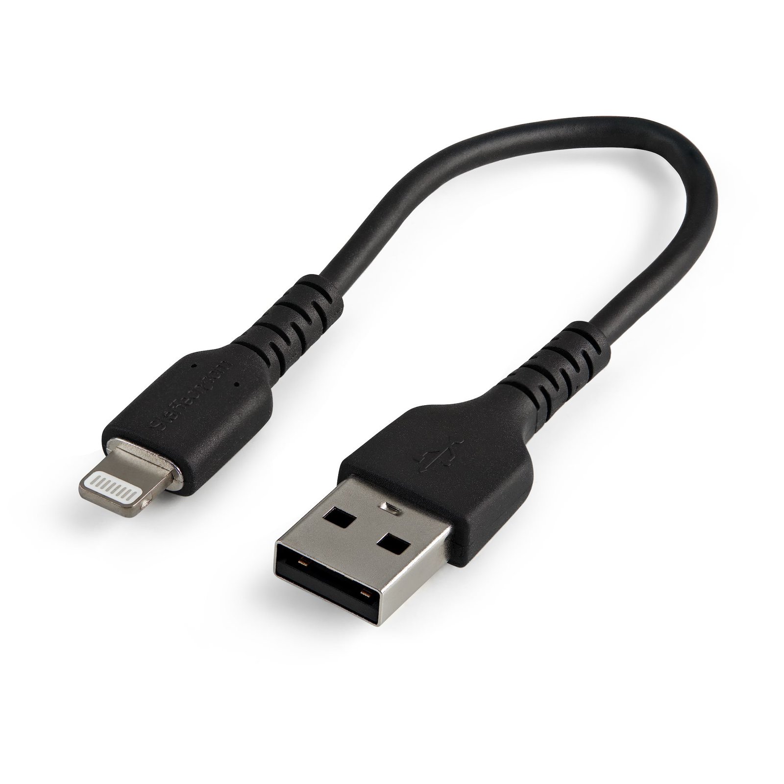 StarTech.com 6 inch (15cm) Durable Black USB-A to Lightning Cable - Heavy Duty Rugged Aramid Fiber STA-RUSBLTMM15CMB