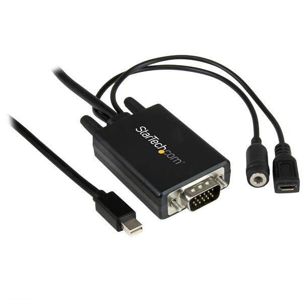 StarTech.com Mini DisplayPort to VGA Adapter Cable with Audio - 6ft (2m) SNO-MDP2VGAAMM2M