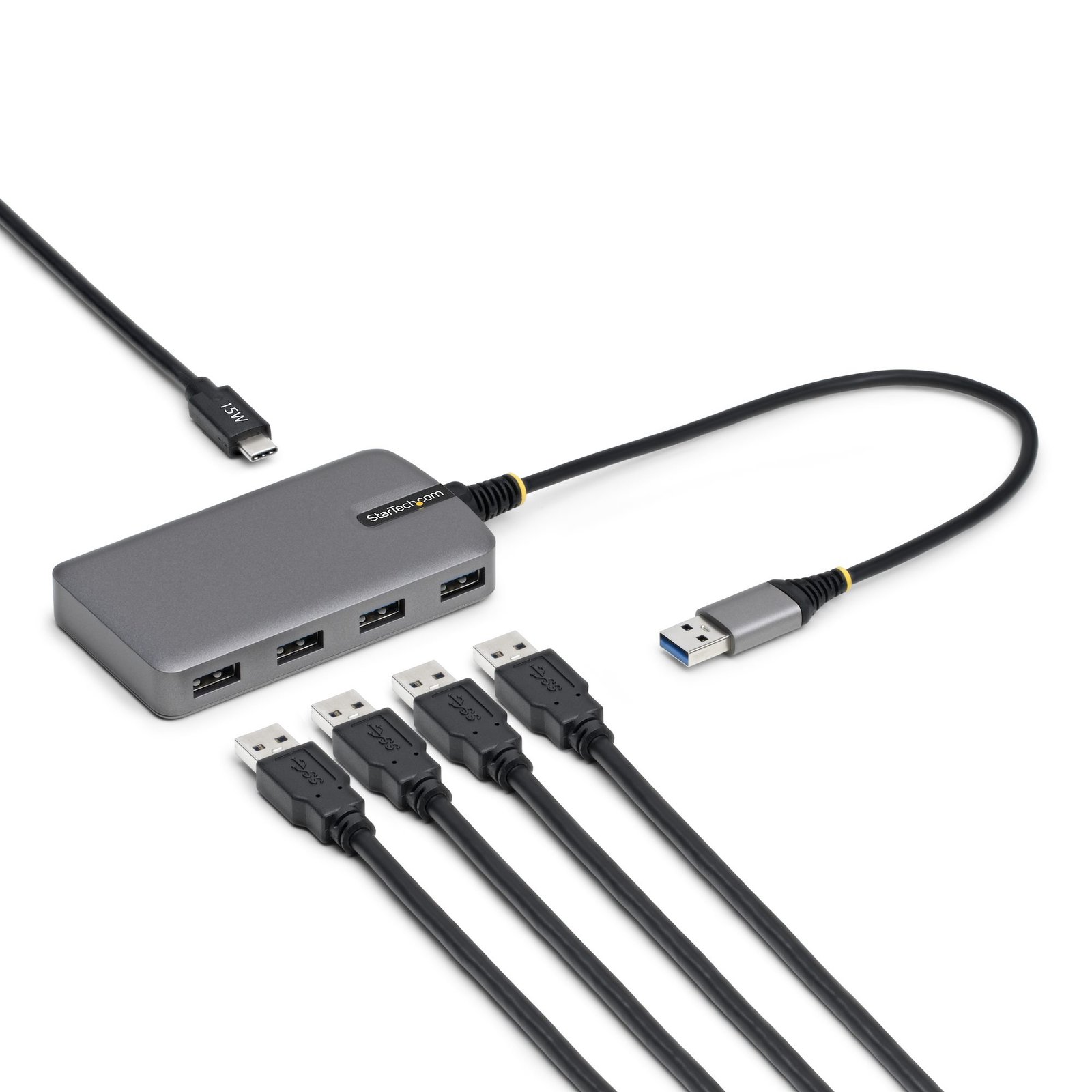StarTech.com 4-Port USB-A Hub, 5Gbps, Bus Powered, to 4x with USB-C Auxiliary Power Input, 1ft/30cm 5G4AC-USB-A-HUB