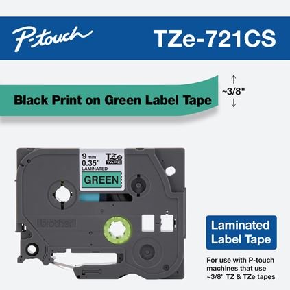 BROTHER INTERNATIONAL CORPORAT TZE721CS label-making tape Black on green TZe BRO-TZE721CS