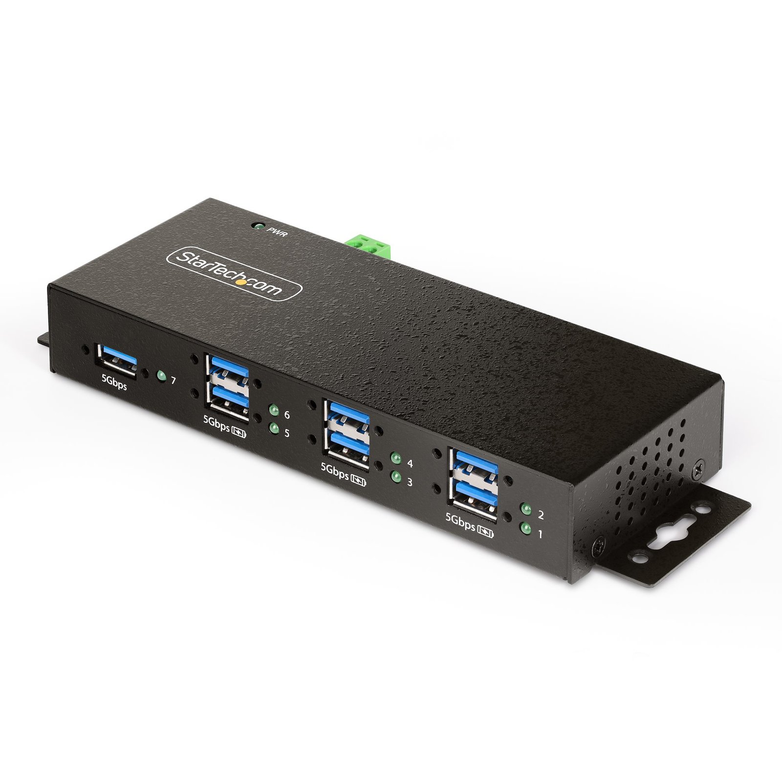 StarTech.com 7-Port Managed USB Hub with 7x USB-A, Heavy Duty Metal Industrial Housing, ESD & Surge 5G7AINDRM-USB-A-HUB