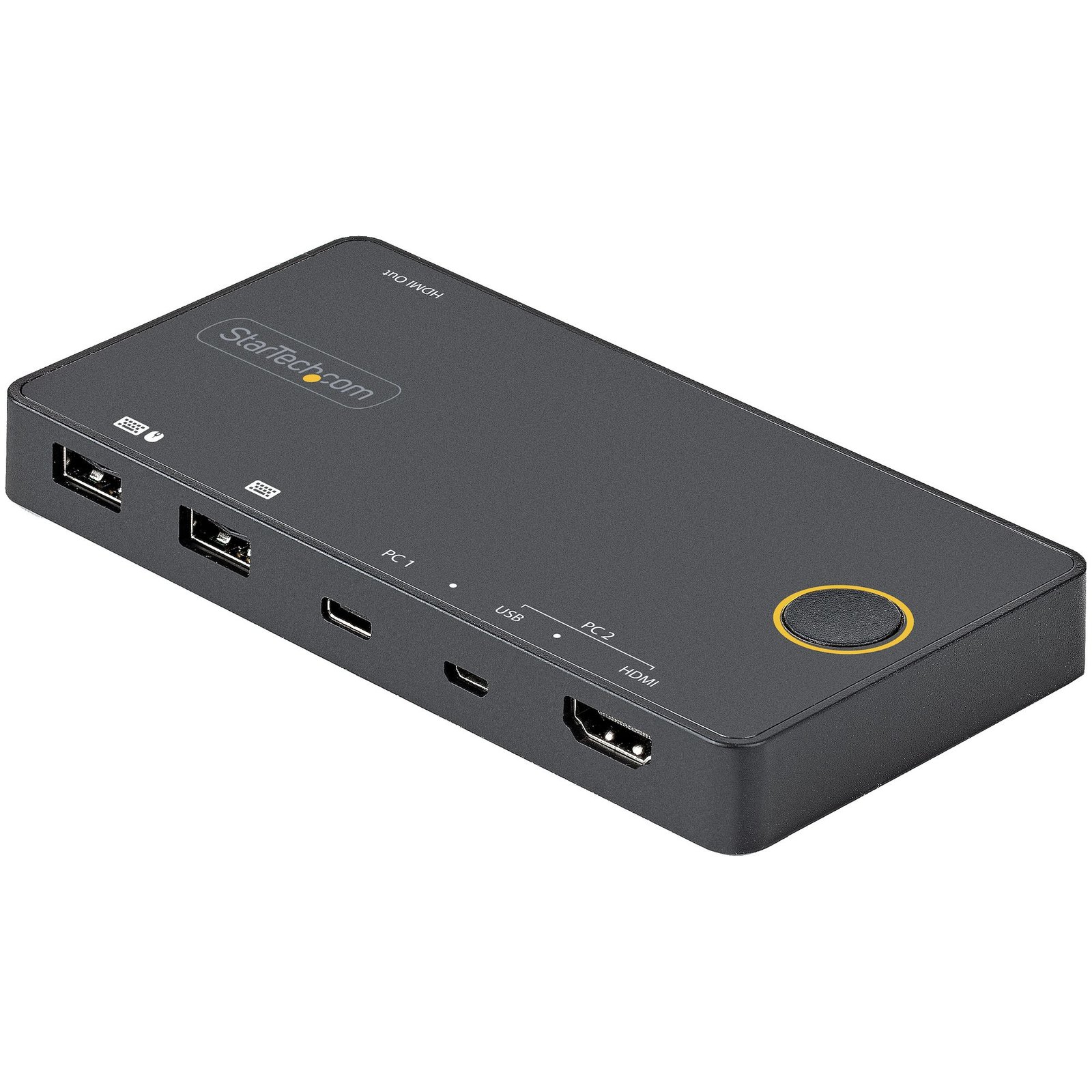 StarTech.com 2 Port Hybrid USB-A + HDMI & USB-C KVM Switch - Single 4K 60Hz 2.0 Monitor - Compact STA-SV221HUC4K
