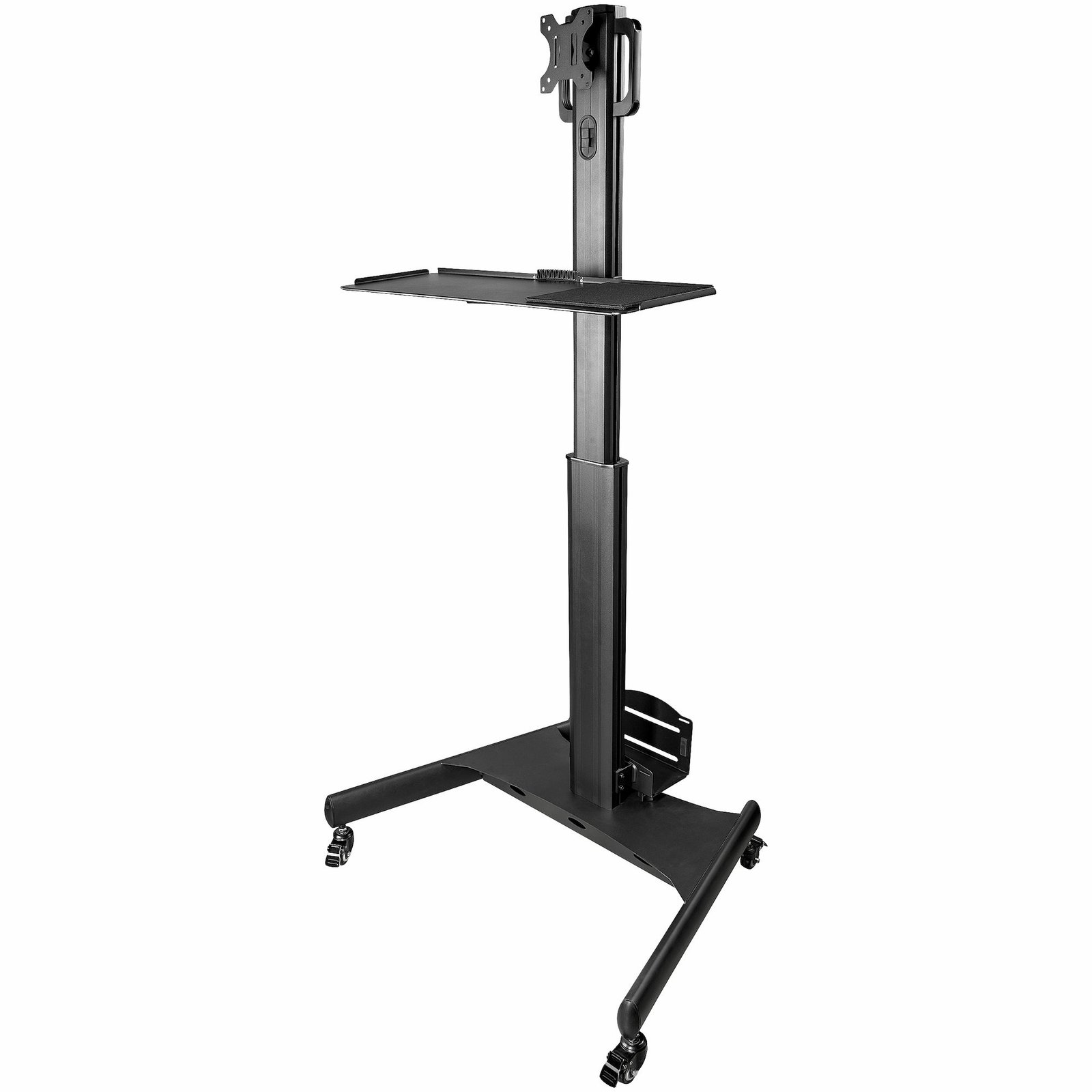 StarTech.com Mobile Workstation Cart with Monitor Mount, CPU/PC Holder, Keyboard Tray - Ergonomic STA-WKSTNCART