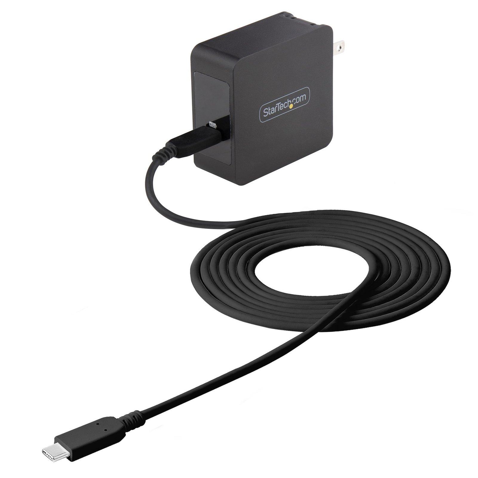 StarTech.com USB C Wall Charger - Laptop 60W PD - 6ft/2m Cable - Universal Compact Type Power STA-WCH1CBK