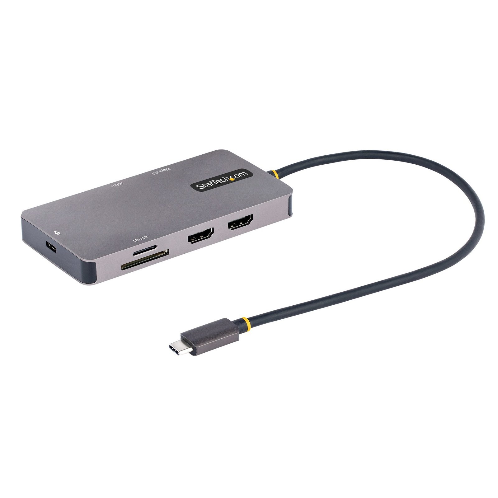 StarTech.com USB C Multiport Adapter, Dual HDMI Video, 4K 60Hz, 2Pt 5Gbps USB-A Hub, 100W Power STA-120B-USBC-MULTIPORT