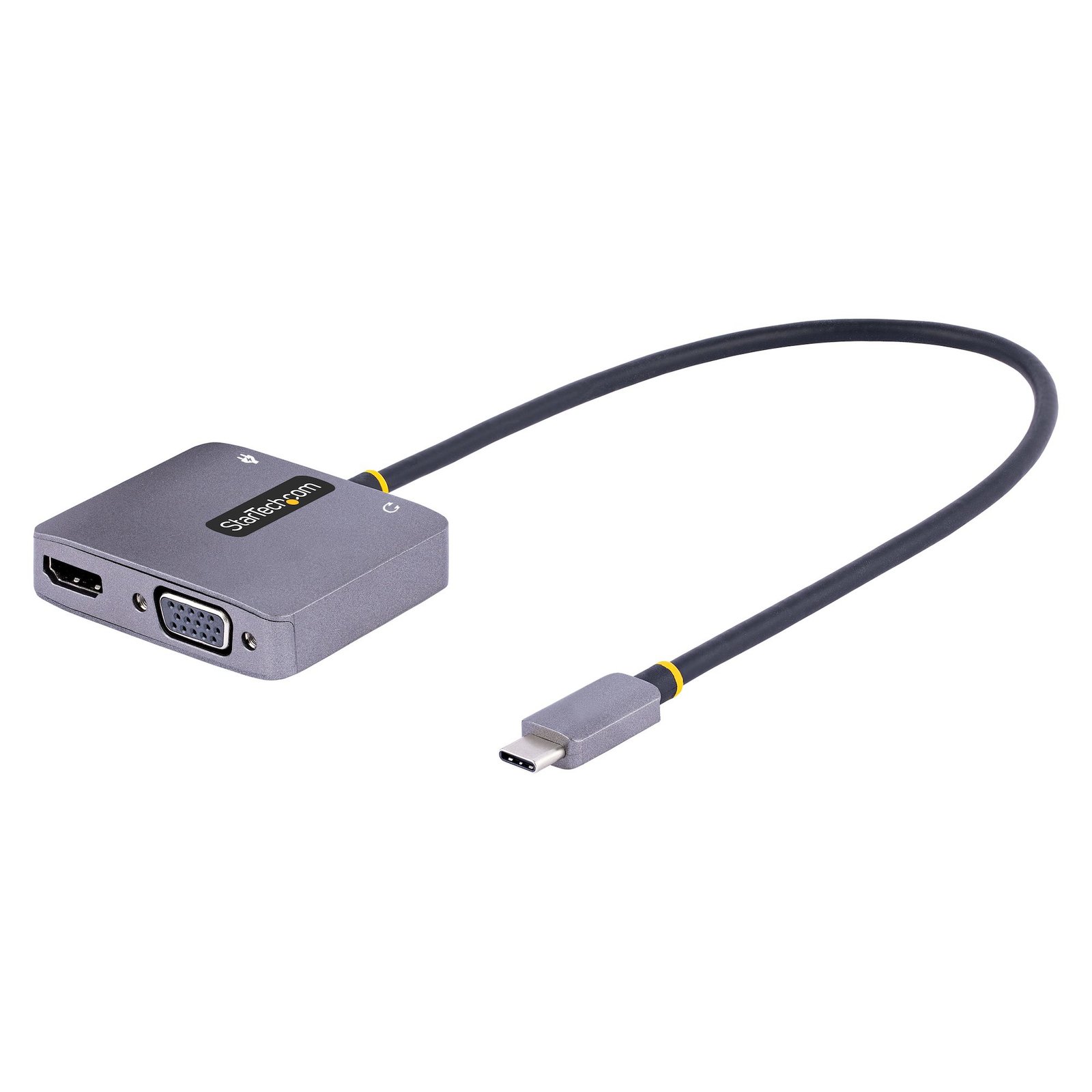 StarTech.com USB C Video Adapter, to HDMI VGA Multiport 3.5mm Audio, 4K 60Hz HDR, 100W PD STA-122-USBC-HDMI-4K-VGA