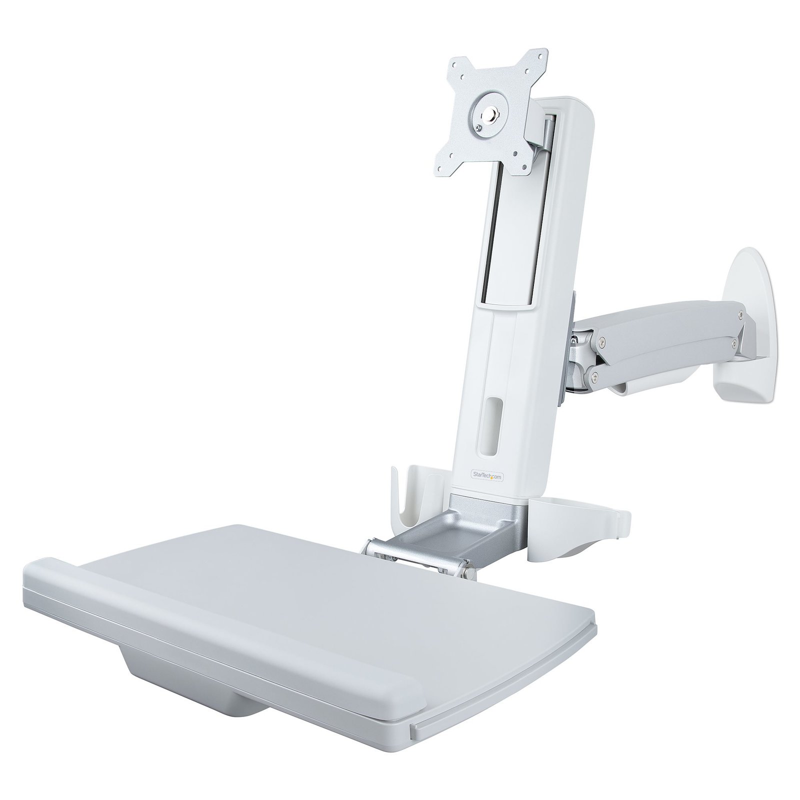 StarTech.com Wall Mount Workstation, Full Motion Sit Stand Desk w/ Height Adjustable VESA Monitor STA-WALL-WORKSTATION-S