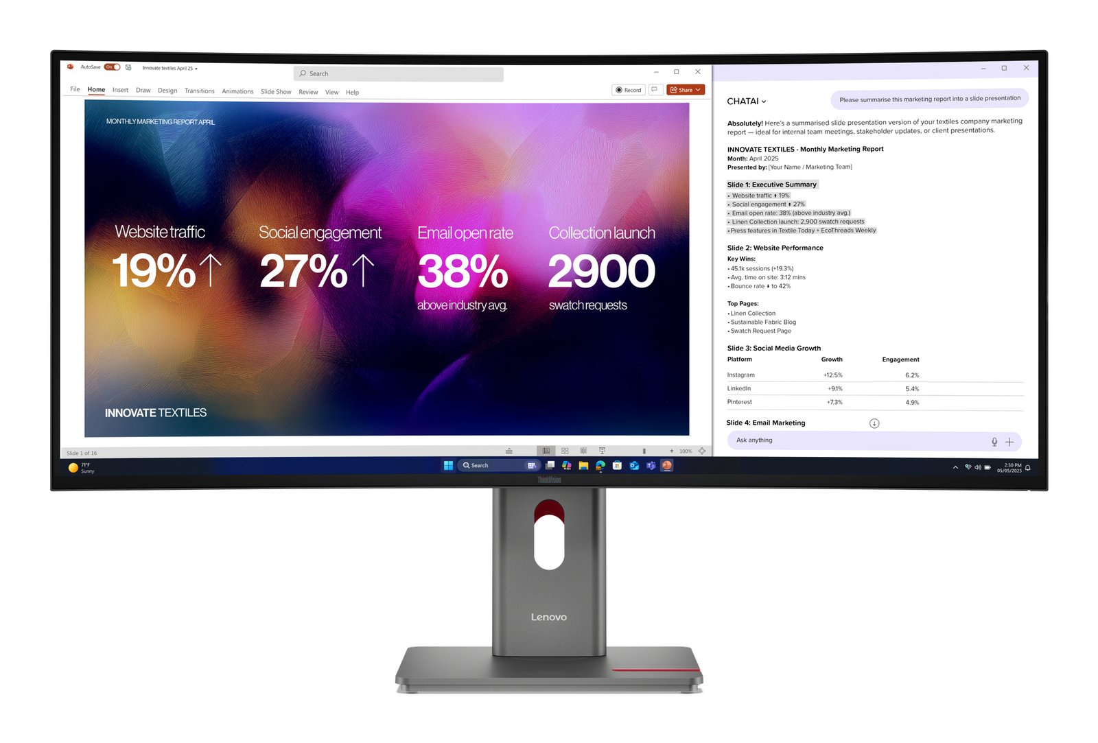 Lenovo ThinkVision P40WD-40 Monitor 64B4XAR1US