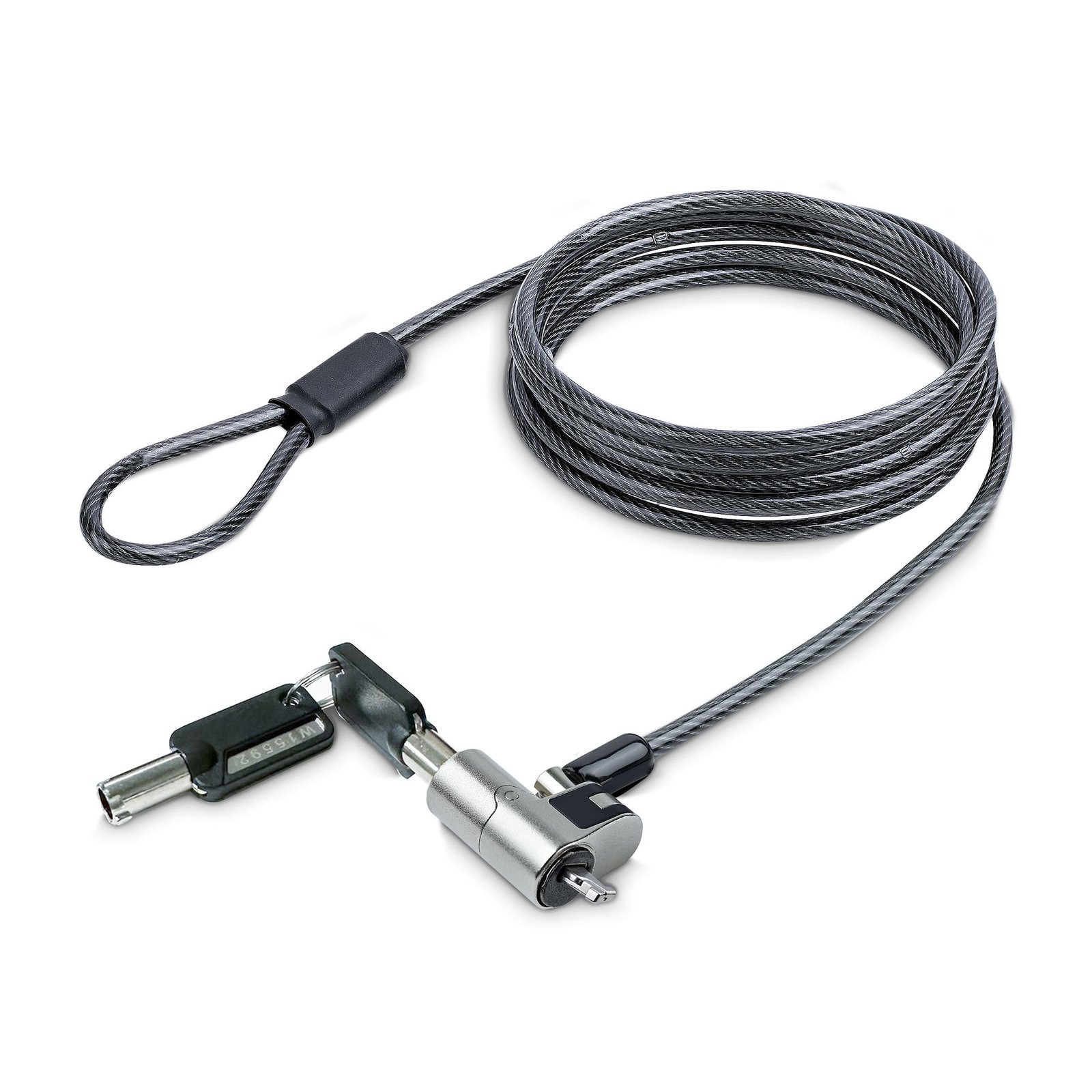StarTech.com Nano Laptop Cable Lock, 6.6ft (2m), Anti-Theft Keyed Security Locks Slot Notebooks, STA-NANOK-LAPTOP-LOCK