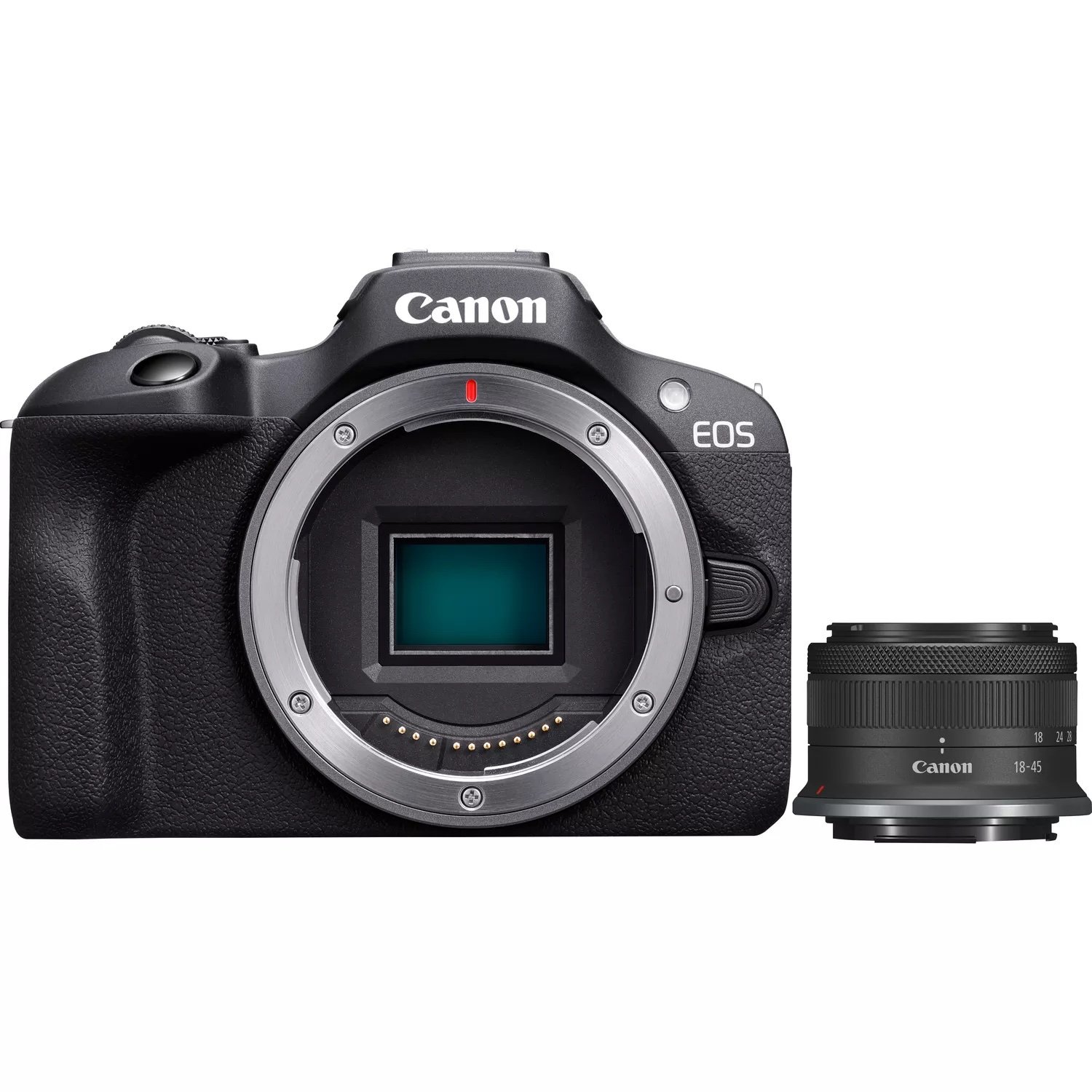 CANON USA EOS R100 + RF-S 18-45mm F4.5-6.3 IS STM Kit MILC 24.1 MP CMOS 6000 x 4000 pixels Black CNC-6052C012