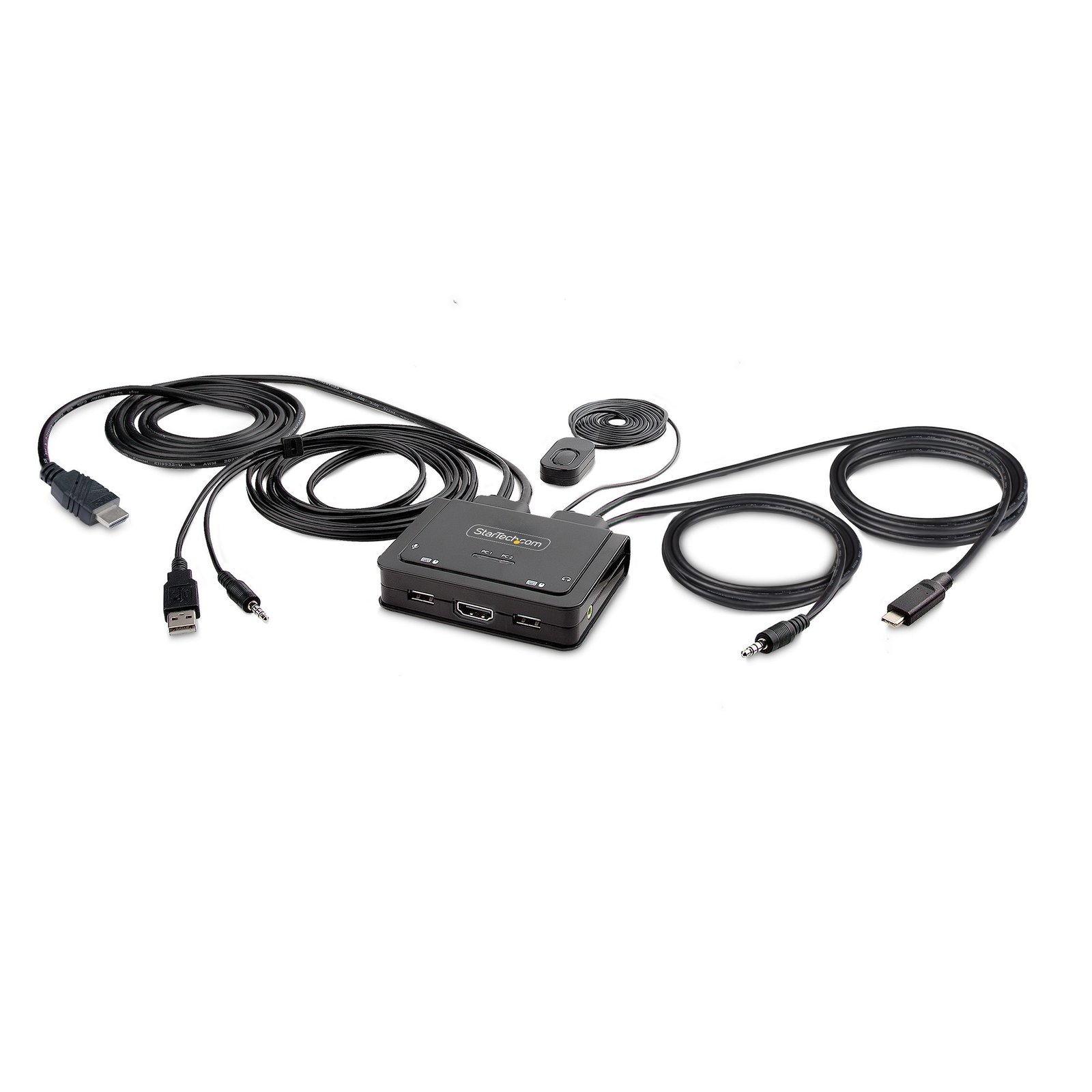 StarTech.com 2-Port Hybrid USB-C HDMI Cable KVM Switch, 4K 60Hz, Compact with 6ft/1.8m STA-C2-H46-UAC-CBL-KVM