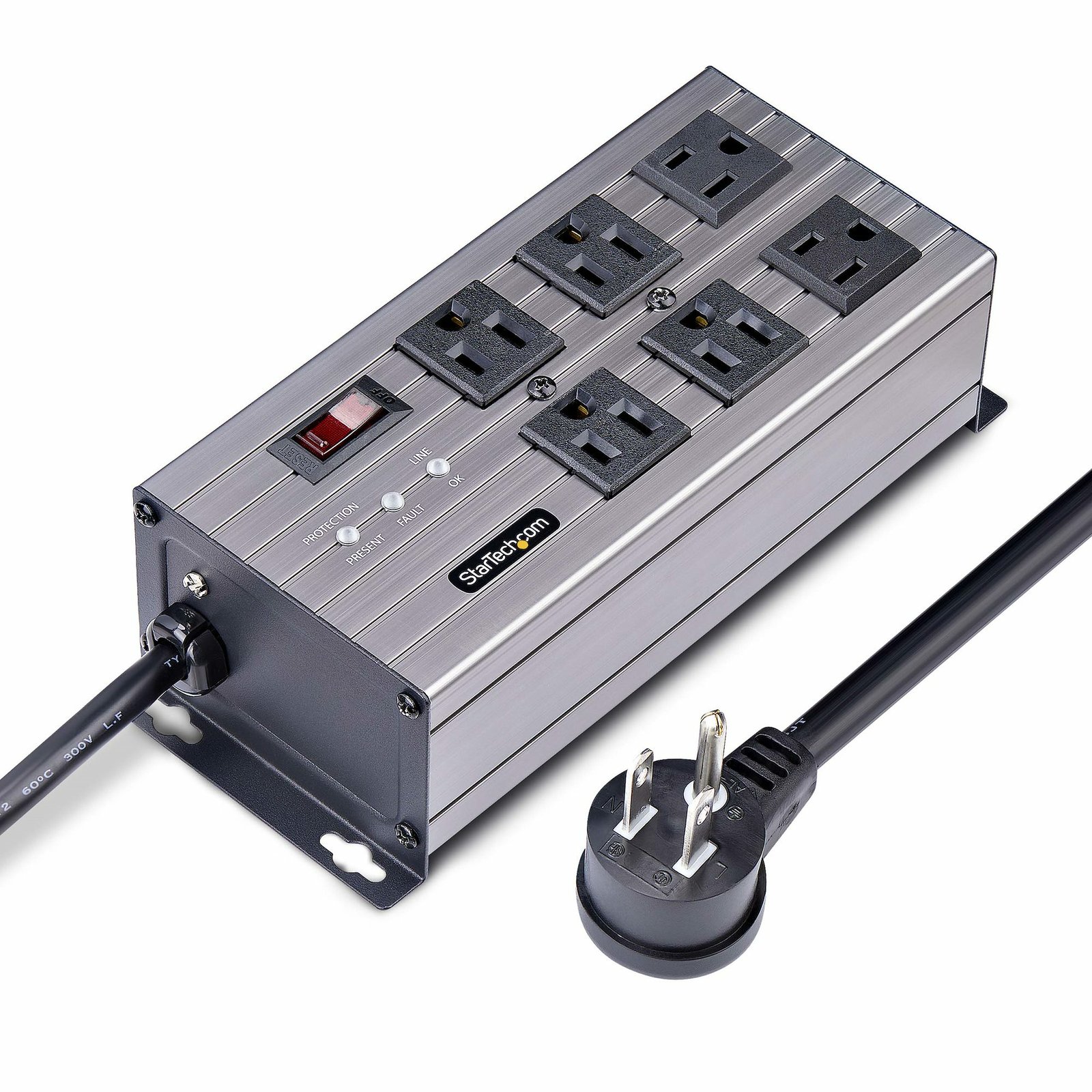 StarTech.com 6-Outlet Industrial Power Strip 125V/15A, EMI/RFI Isolation, Surge Protection, 6N515S8-POWER-STRIP