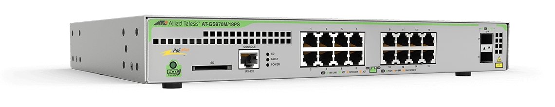 Allied Telesis GS970M/18PS Managed L3 Gigabit Ethernet (10/100/1000) Power over (PoE) Grey AT-GS970M/18PS-R-10