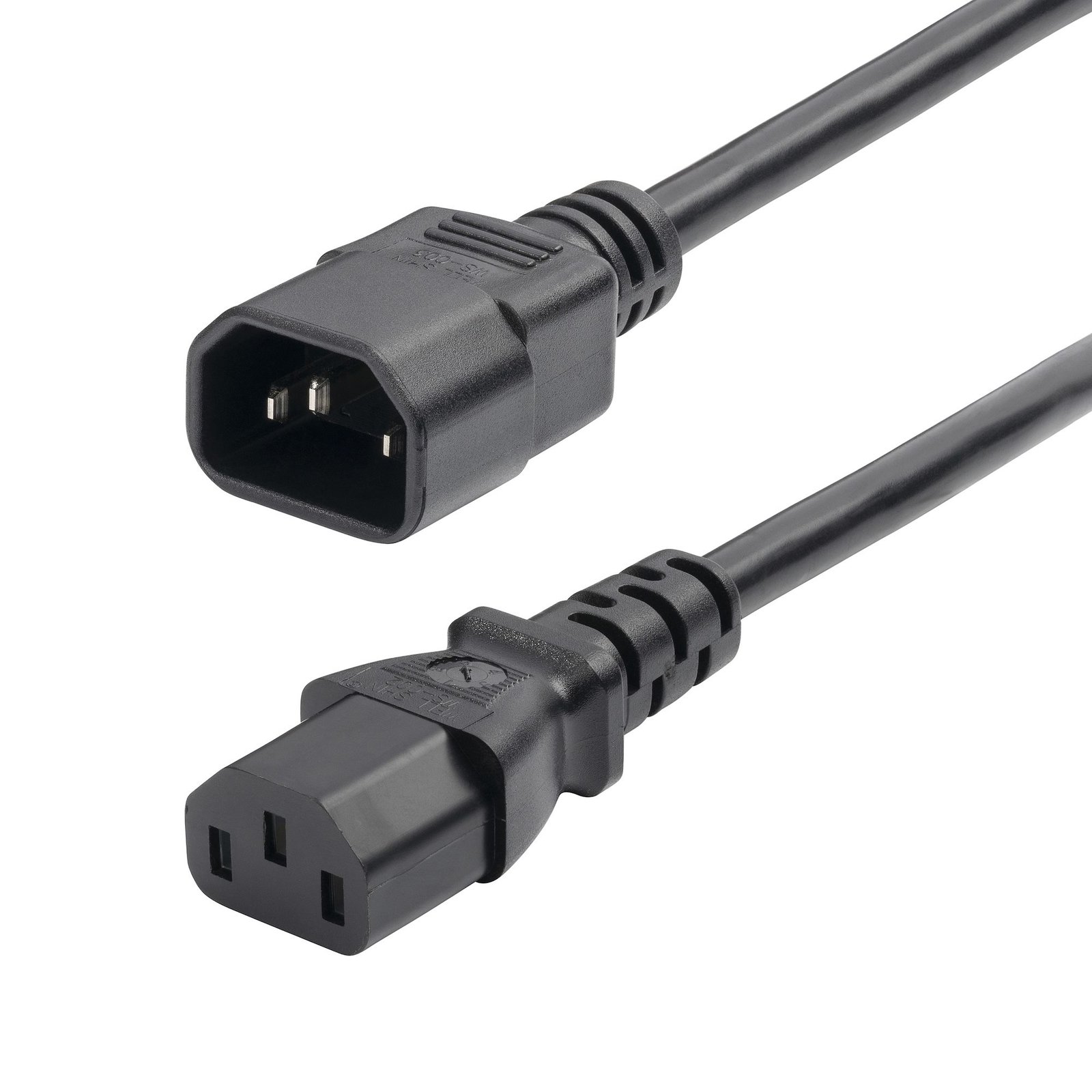 StarTech.com 2ft (60cm) Power Extension Cord, C14 to C13 PDU 10A 250V, 18AWG, Black Cable, AC for 8713-8200-POWER-CORD
