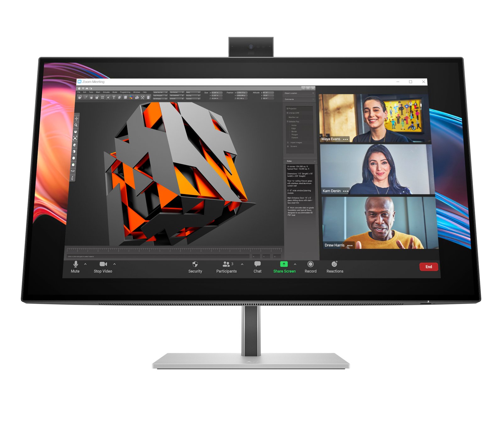 HP Series 7 Pro 27 inch 4K Conferencing Monitor - 727pm 8K135AA#ABA