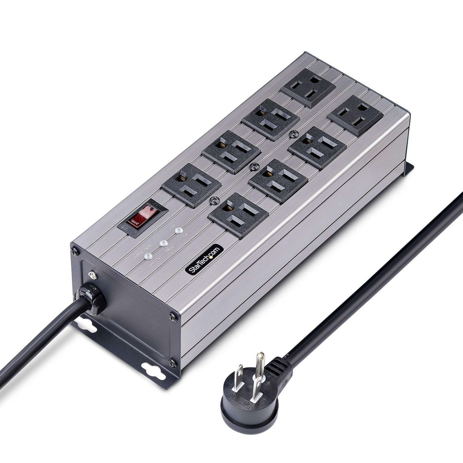 StarTech.com 8-Outlet Industrial Power Strip 125V/15A, EMI/RFI Isolation, Surge Protection, 8N515S12-POWER-STRIP