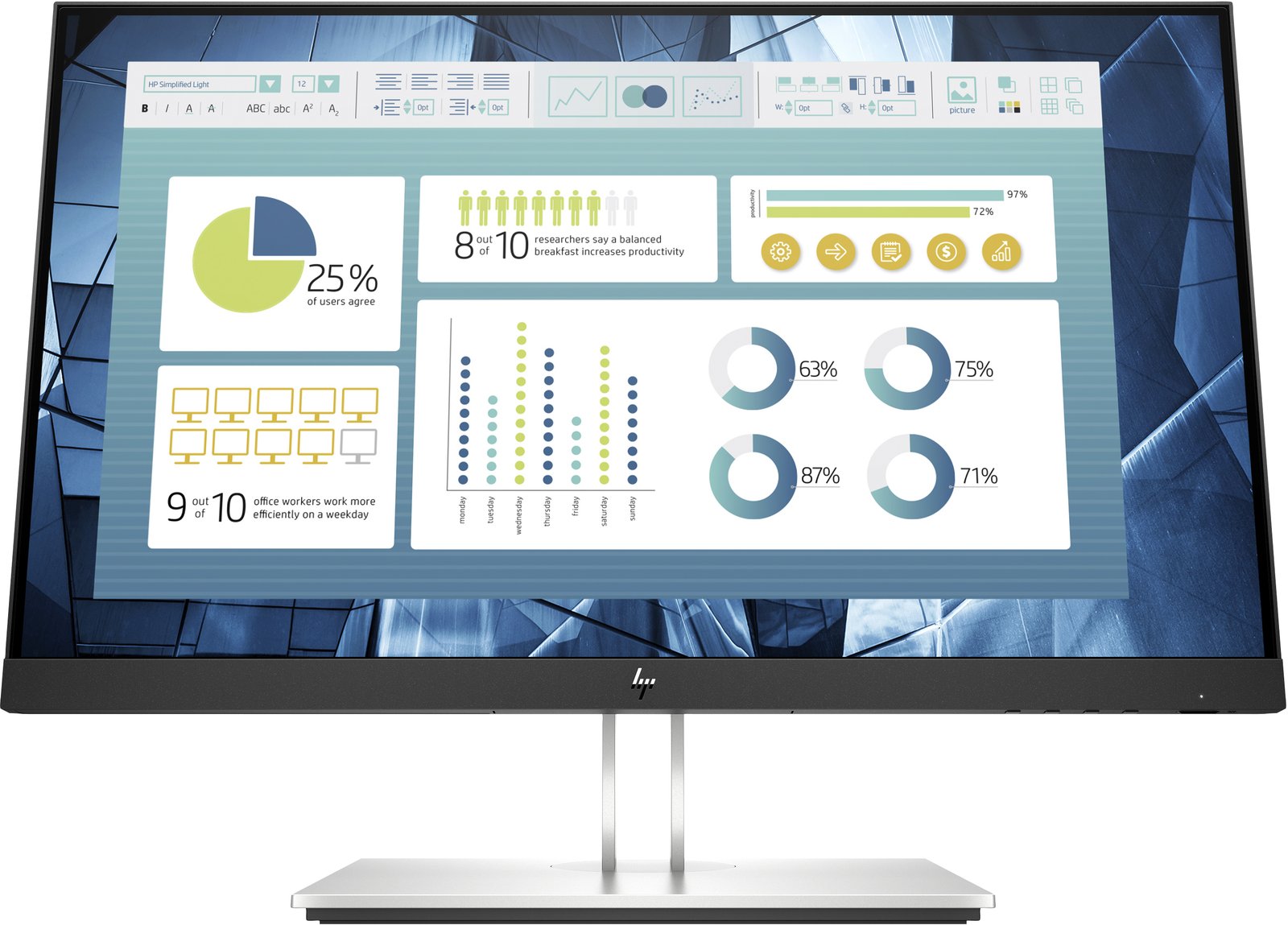 HP E-Series E22 G4 computer monitor 54.6 cm (21.5") 1920 x 1080 pixels Full HD LCD Black, Silver 9VH72AA#ABA