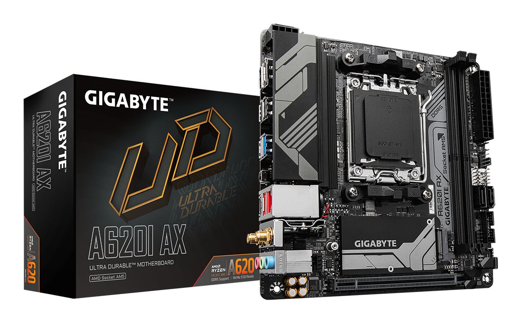 Gigabyte Technology A620I AX Motherboard - Supports AMD Ryzen 8000 CPUs, 5+2+1 Phases Digital VRM, A620IAX