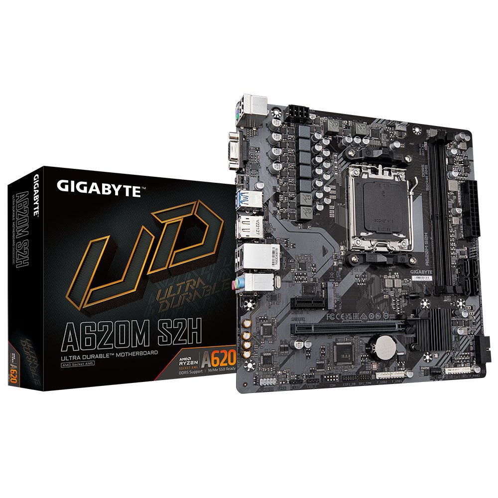 Gigabyte Technology A620M S2H Motherboard - Supports AMD Ryzen 8000 CPUs, 5+2+2 Phases Digital VRM,