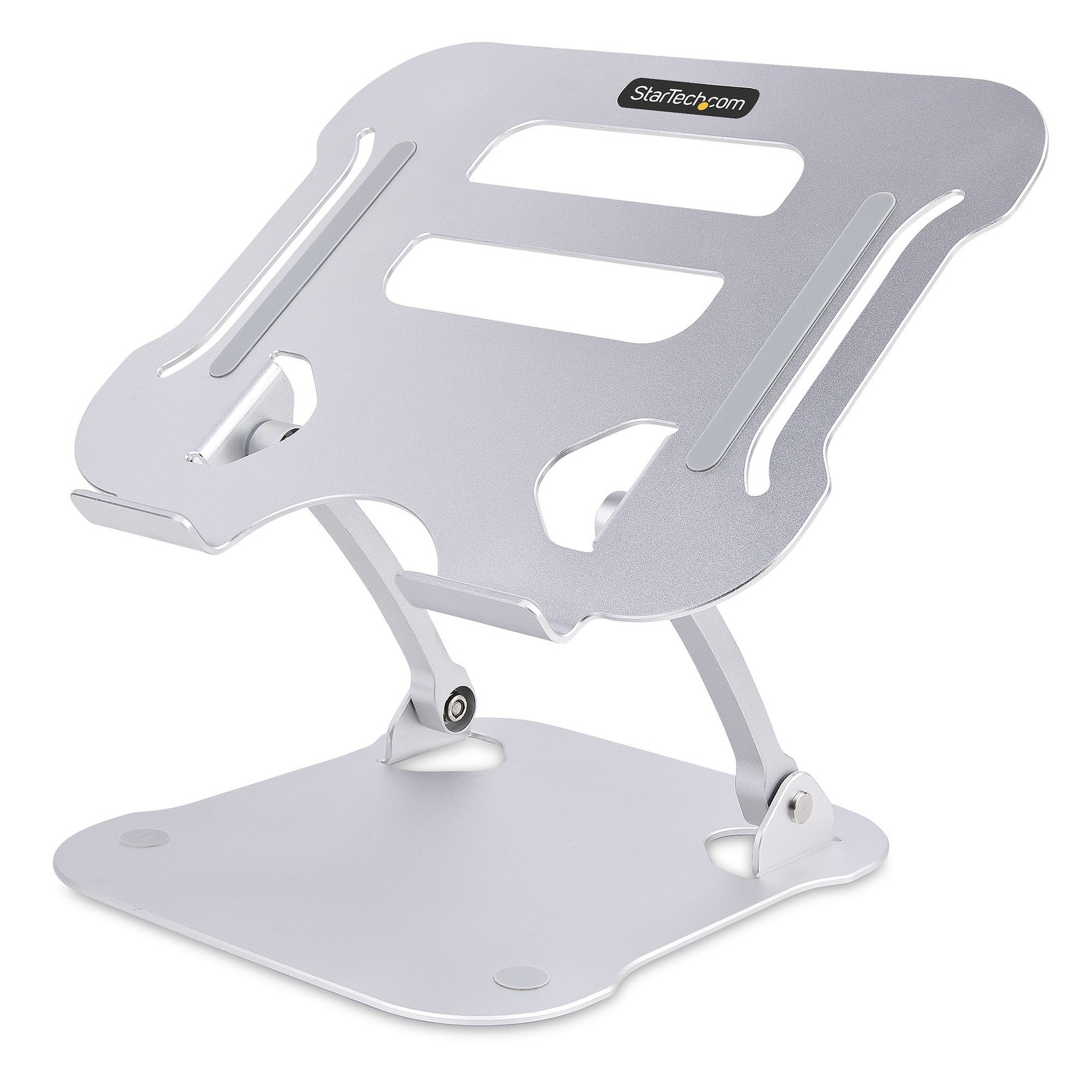 StarTech.com Laptop Stand for Desk, Ergonomic Adjustable Height, Aluminum, Portable, Supports up to ADJ-LAPTOP-RISER