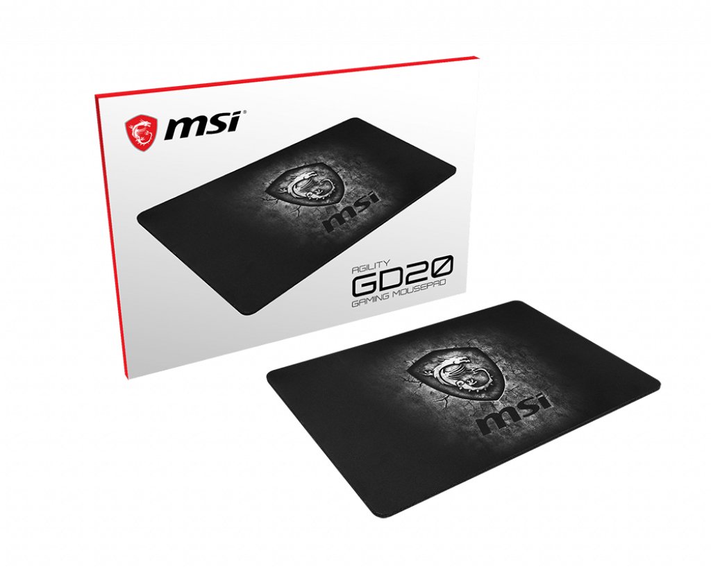MSI AGILITY GD20 Pro Gaming Mousepad '320mm x 220mm, Gamer ultra-smooth textile surface, Iconic AGILITYGD20