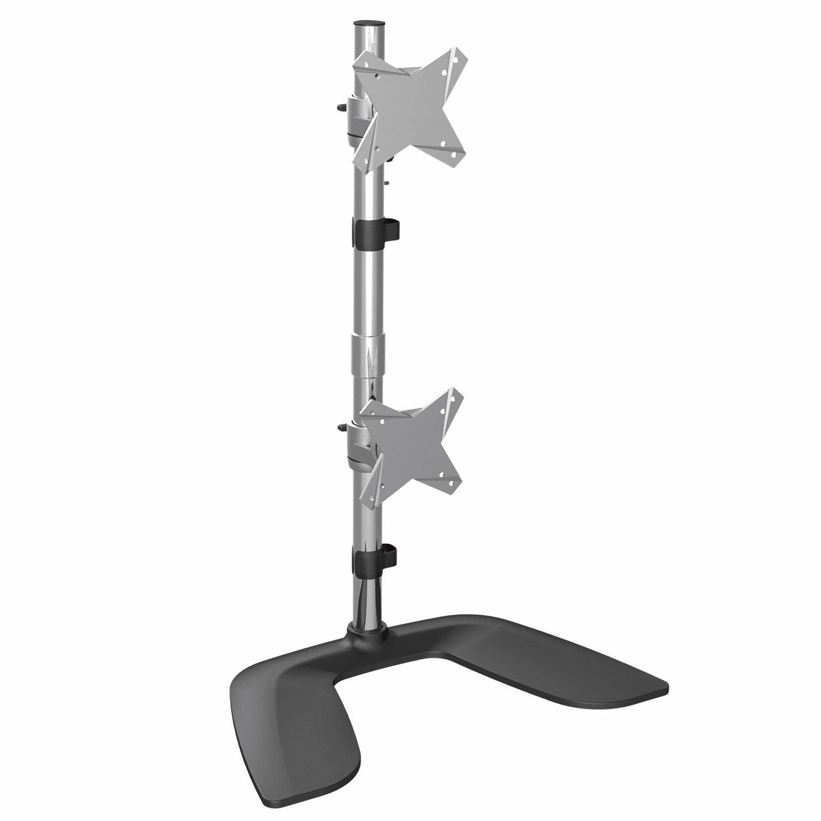 StarTech.com Vertical Dual Monitor Stand, Ergonomic Desktop Stacked Two Monitors, Free Standing ARMDUOVS