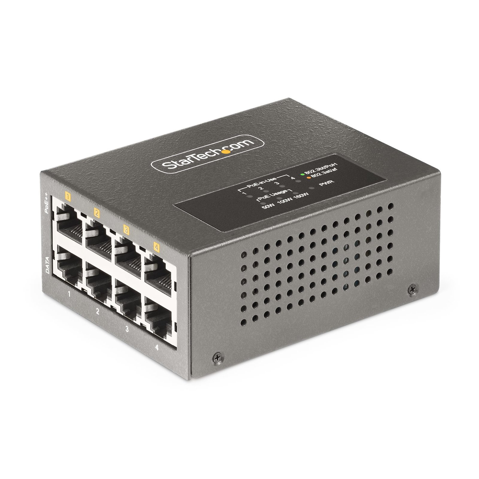 StarTech.com 4-Port Multi-Gigabit PoE++ Injector, 5/2.5/1G Ethernet (NBASE-T), PoE/PoE+/PoE++ AS445C-POE-INJECTOR