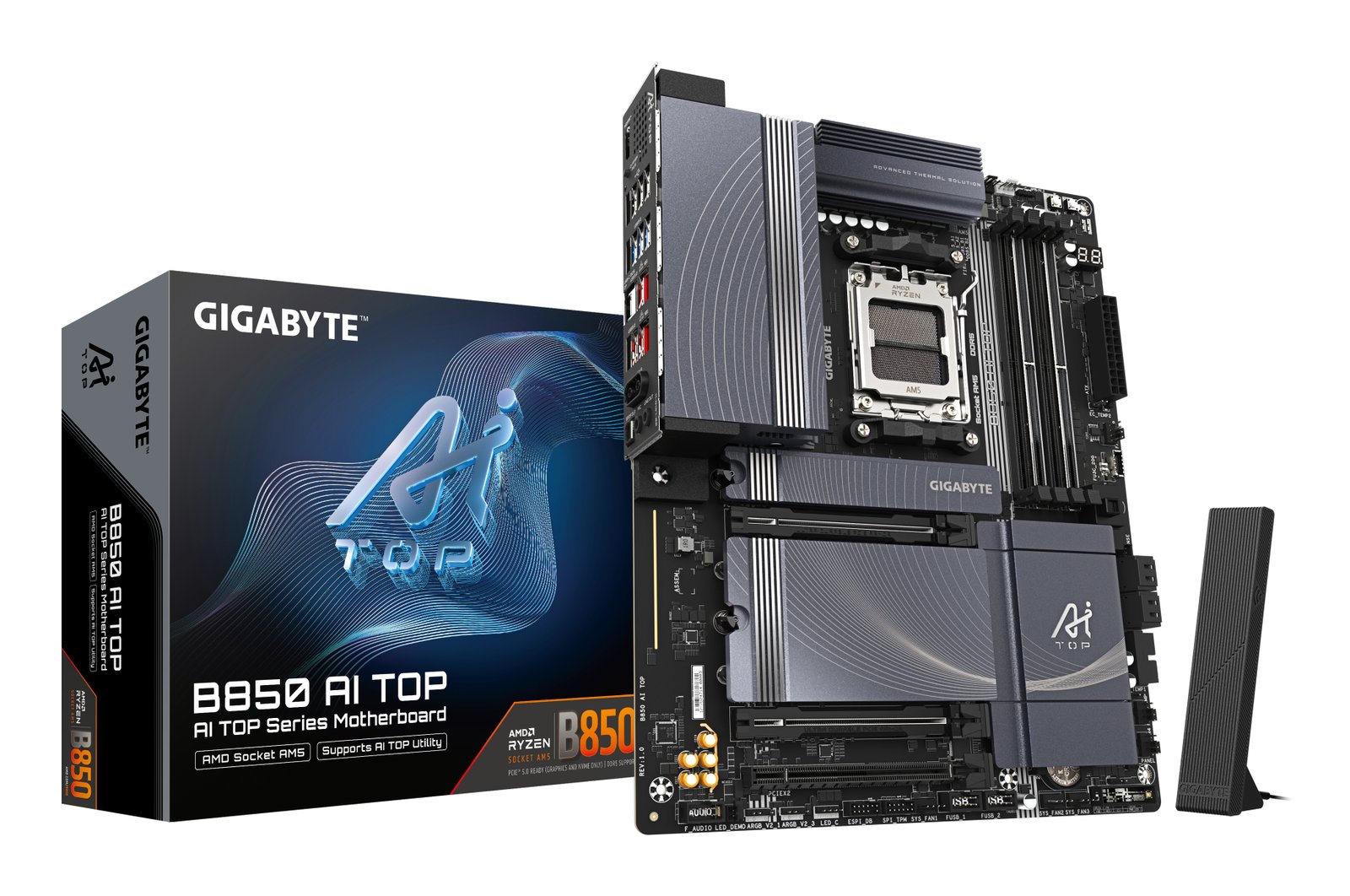 Gigabyte Technology B850 AI TOP Motherboard - AMD Ryzen 9000 Series CPUs, 16+2+2 Phases Digital