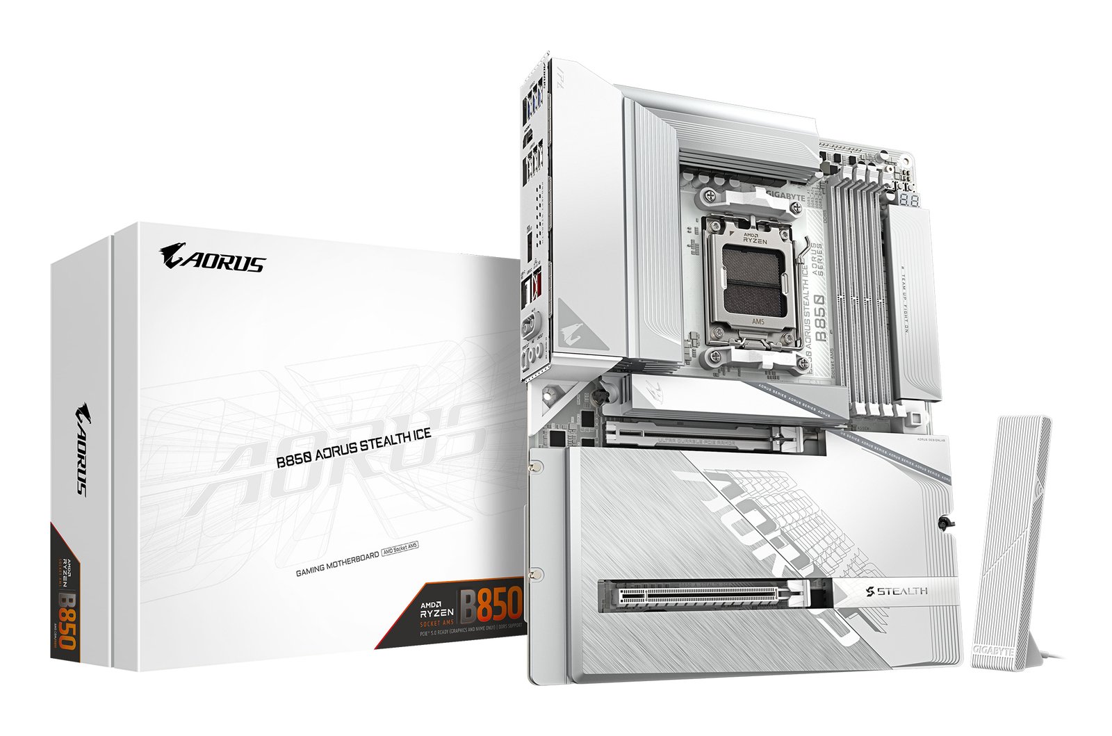Gigabyte Technology B850 AORUS STEALTH ICE Motherboard - AMD Ryzen 9000 Series CPUs, 14+2+2 Phases B850 A STEALTH ICE