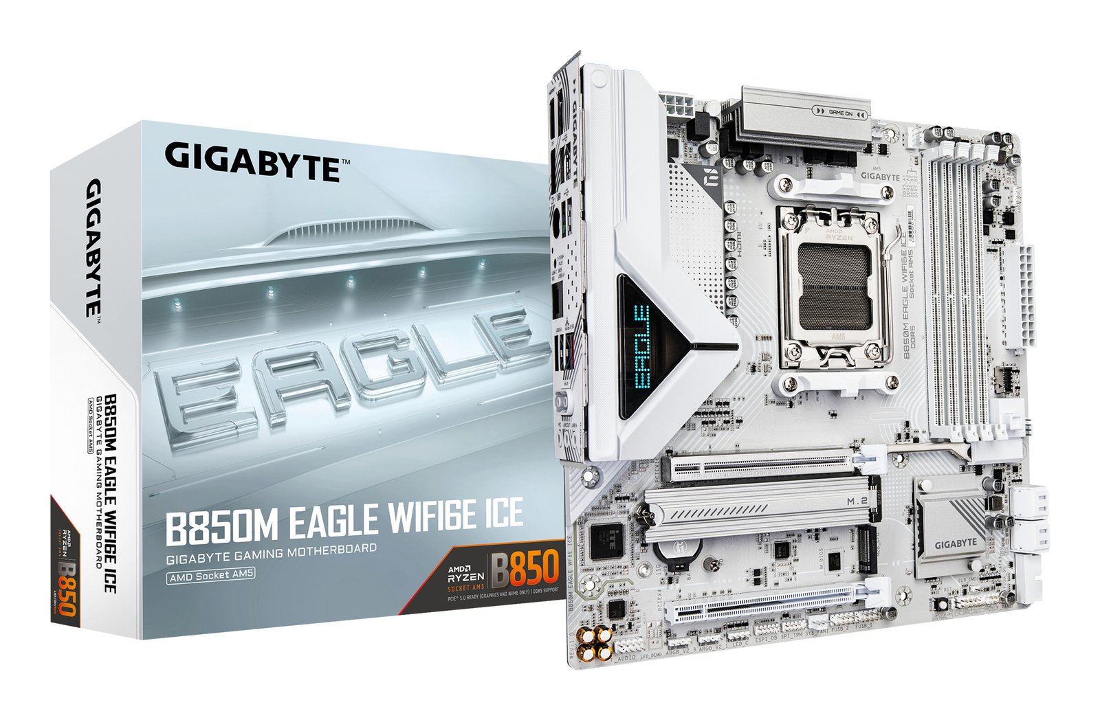 Gigabyte Technology B850M EAGLE WIFI6E ICE Motherboard - AMD Ryzen 9000 Series CPUs, 8+2+2 Phases B850M EAGLE WF6E ICE